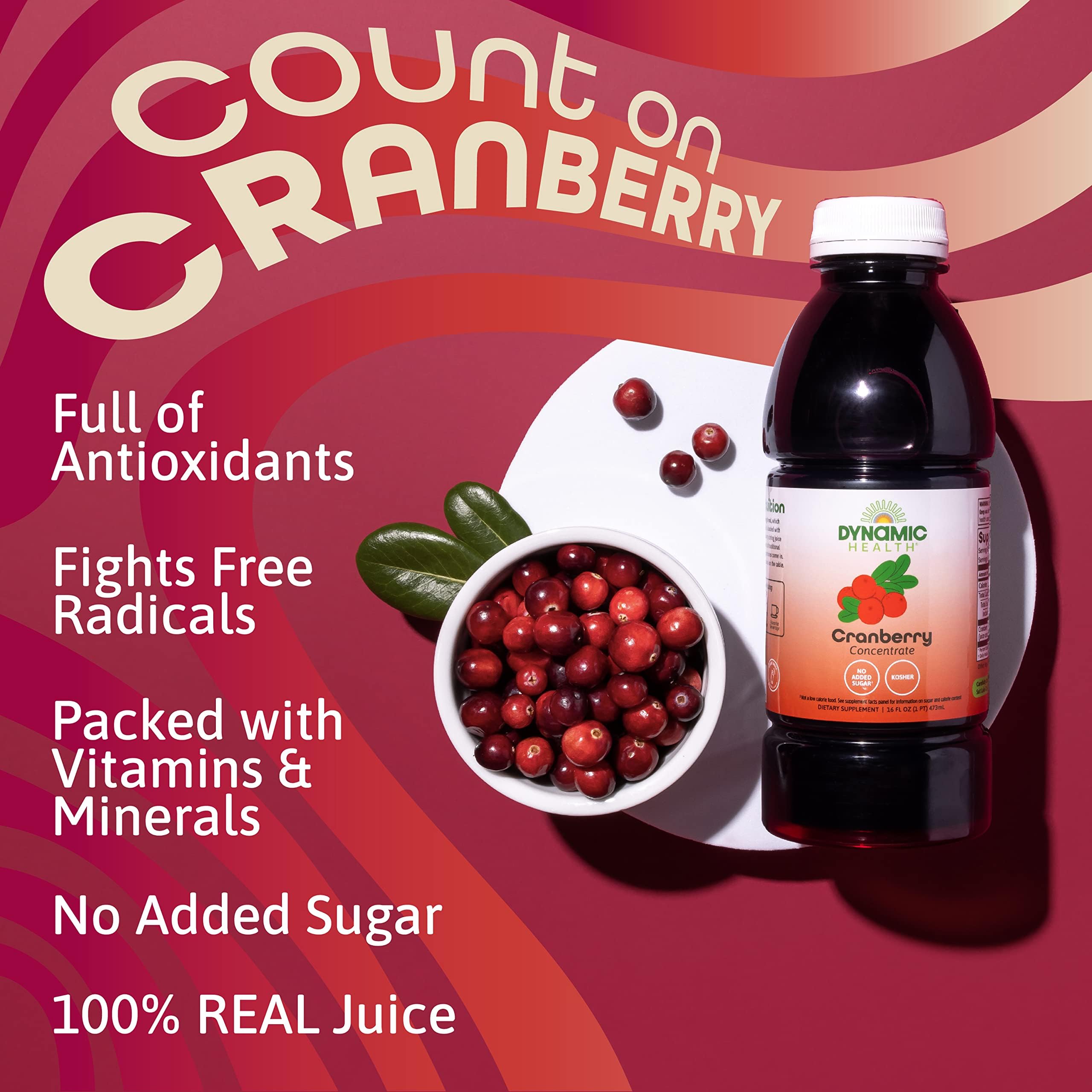 Dynamic Health 100% Pure Black Cherry Juice Concentrate, No Additives, Antioxidant Supplement, Urinary Tract & Joint Support, 16 Fl oz