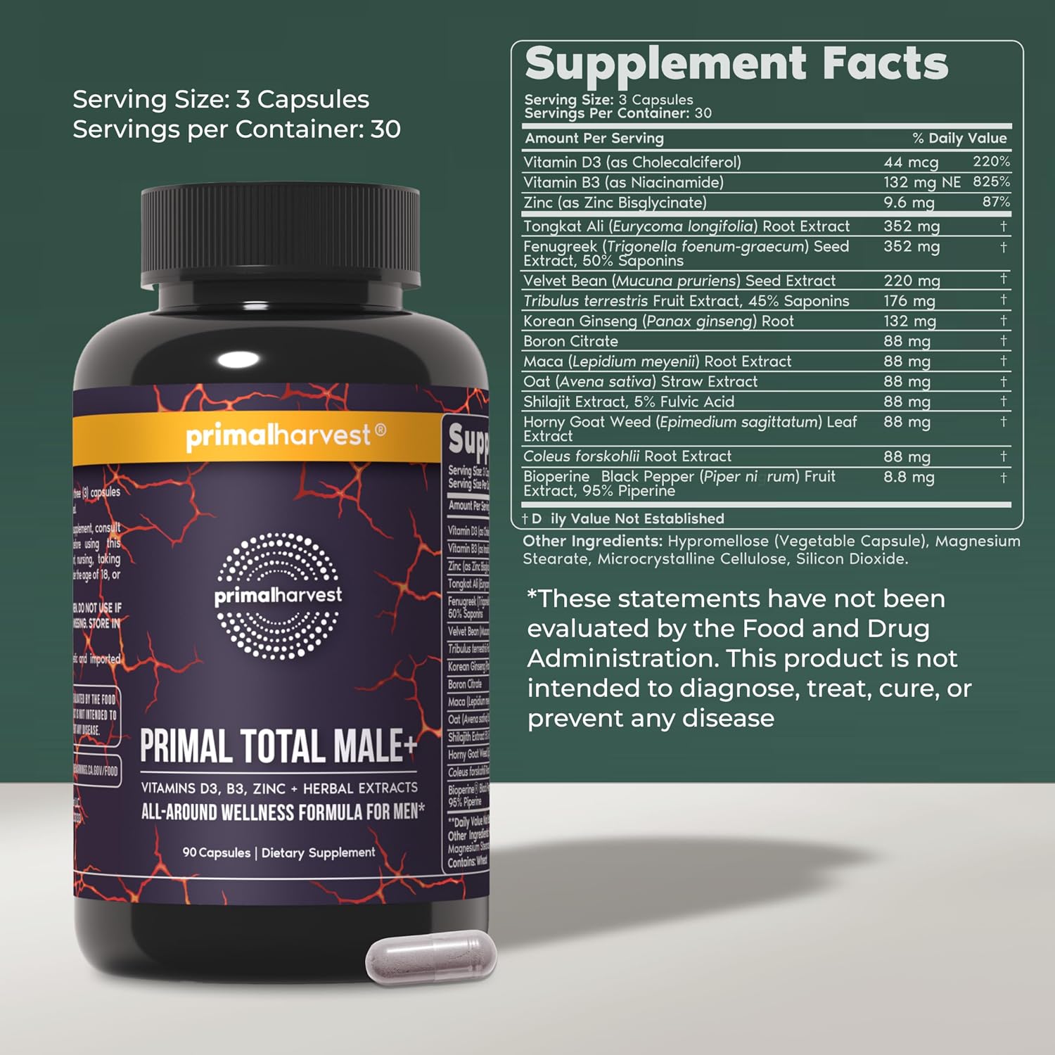 Primal Harvest Total Male+ & Magnesium Supplement Optimize Men’s Health with Targeted Nutrients for Vitality & Recovery 2 Pack Bundle