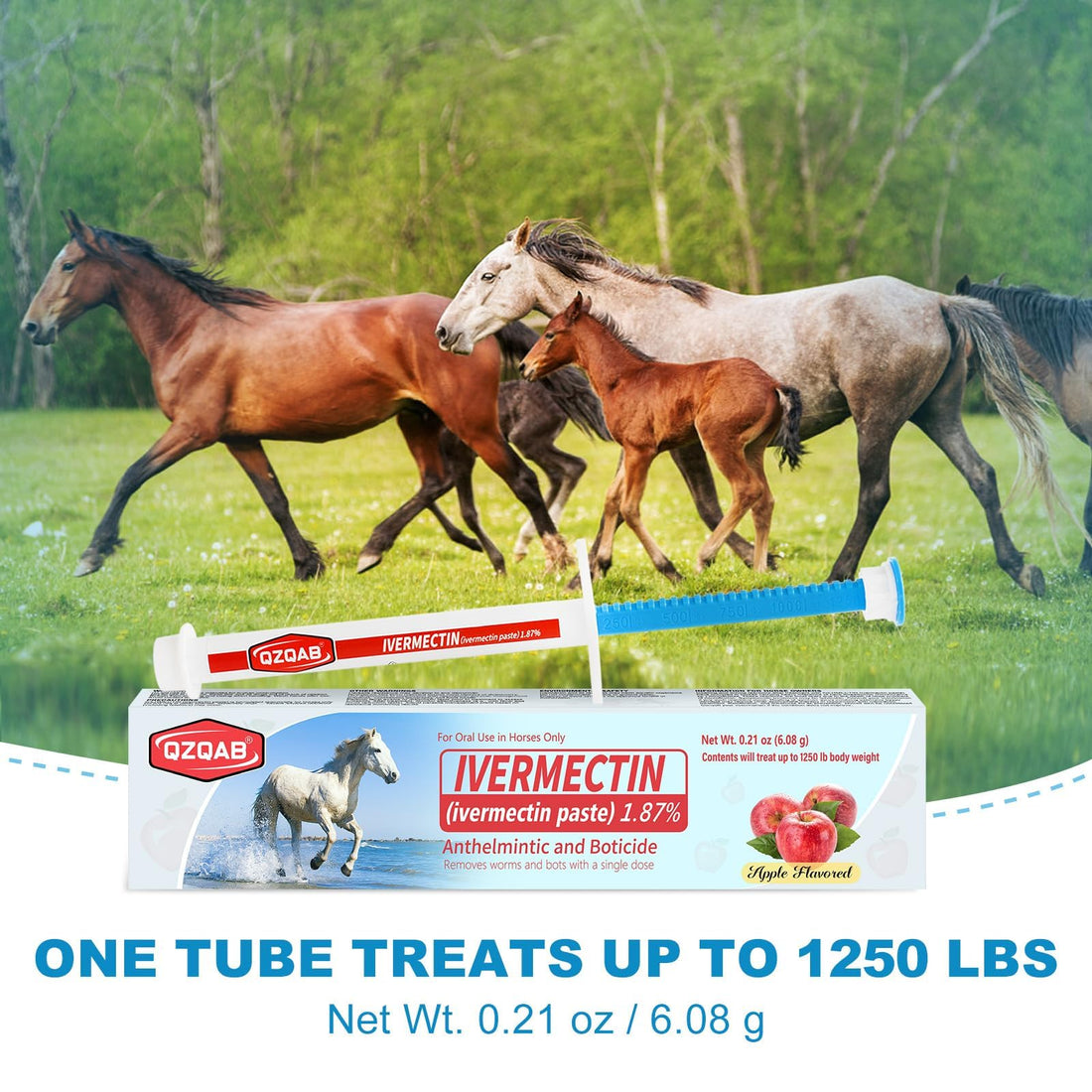 Multiple boxes of Ivermectin paste for horses on a white background