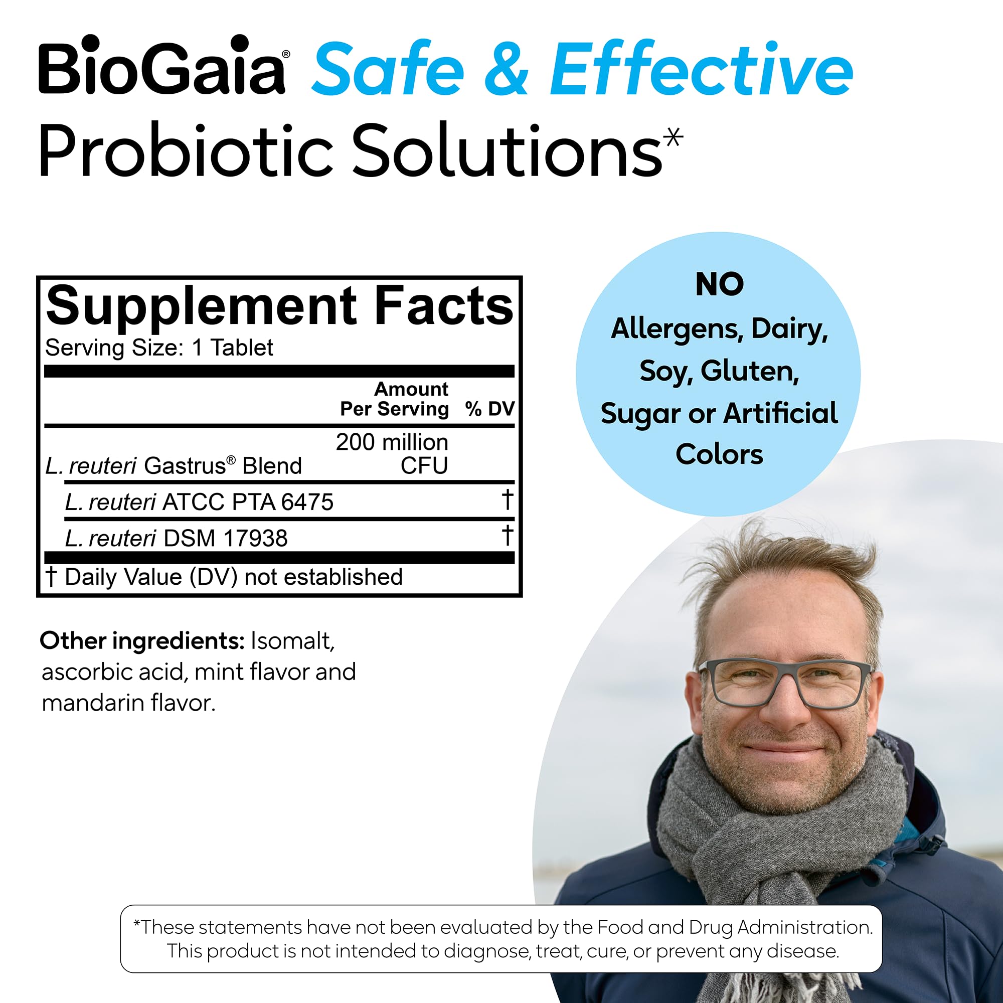 BioGaia Gastrus L reuteri Probiotic | 35 Years of Clinical Gut Research | L reuteri 6475 + 17938 Probiotics | Ease Gut Discomfort, Gas & Bloating | Promotes a Healthy Gut & Microbiome | 30 Chewables