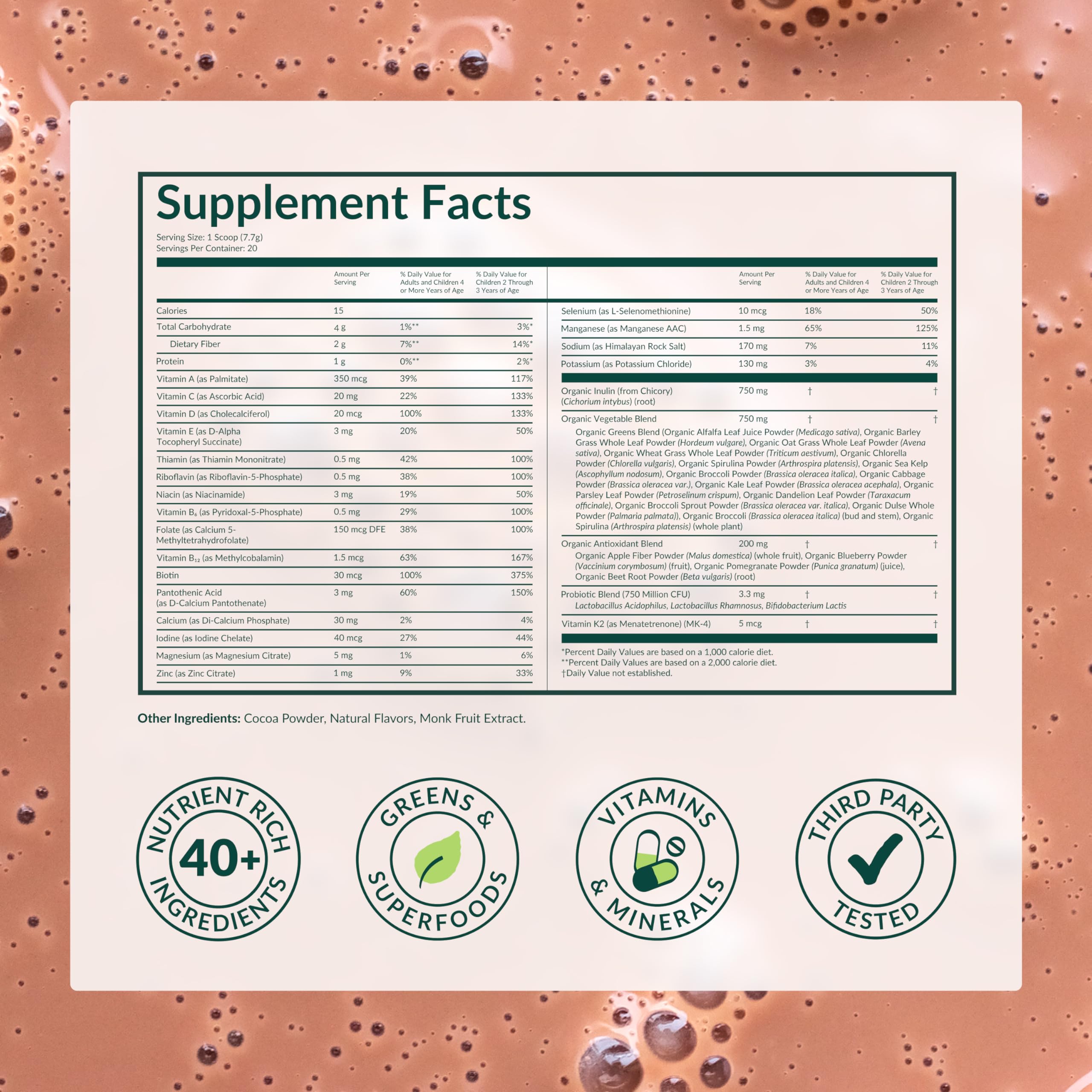 BEAM Kids Multivitamin Powder – Kids Vitamins with Greens, Probiotic & Prebiotic, Immune Support for Children & Toddlers, No Artificial Sweeteners, for Picky Eaters, 20 Servings, Chocolate Flavor