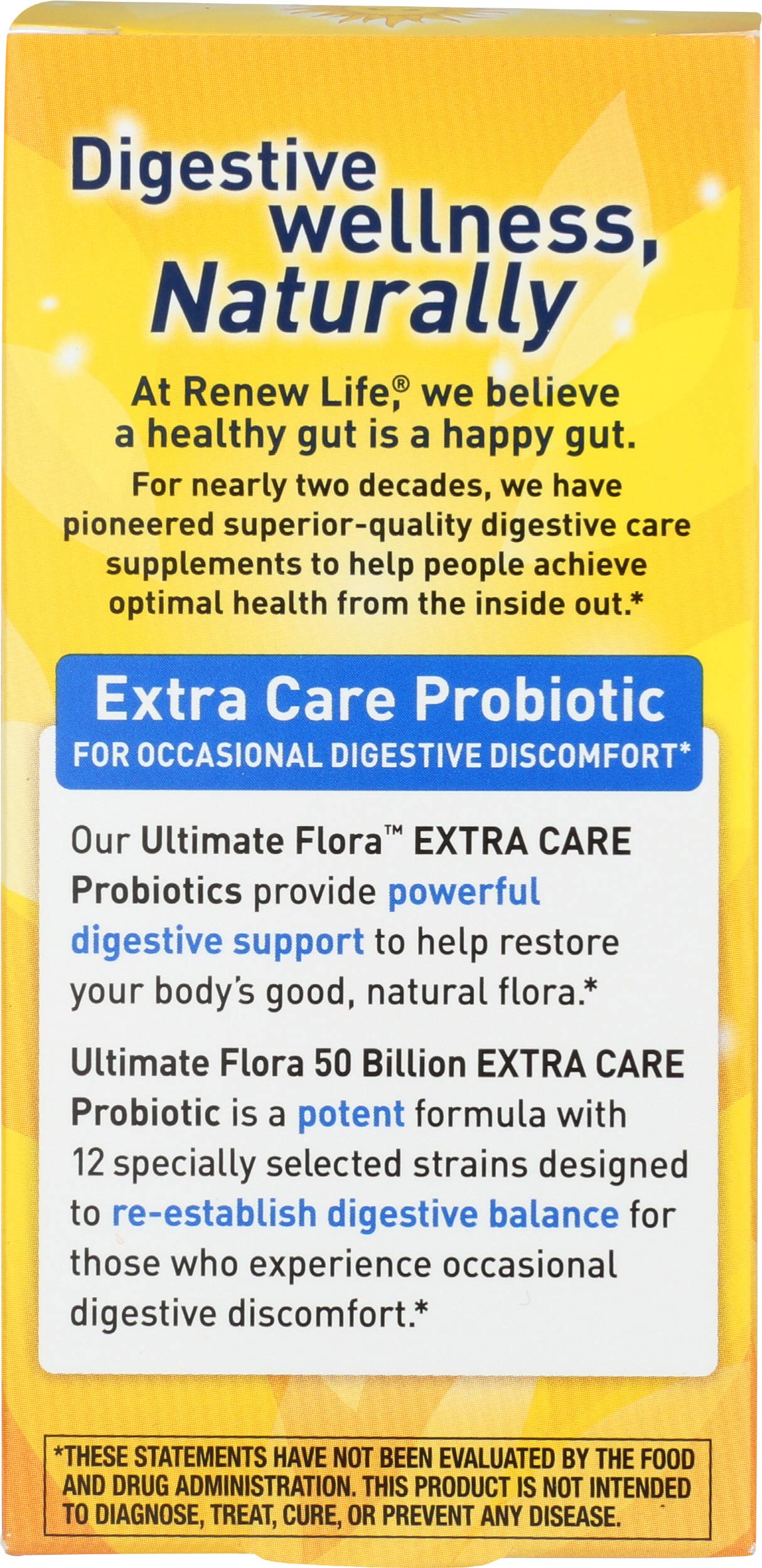 Renew Life Extra Care Digestive Probiotic 50 Billion CFU | 90 Vegetarian Capsules | Supports Digestive, Immune & Respiratory Health | Dairy, Soy and Gluten Free Supplement