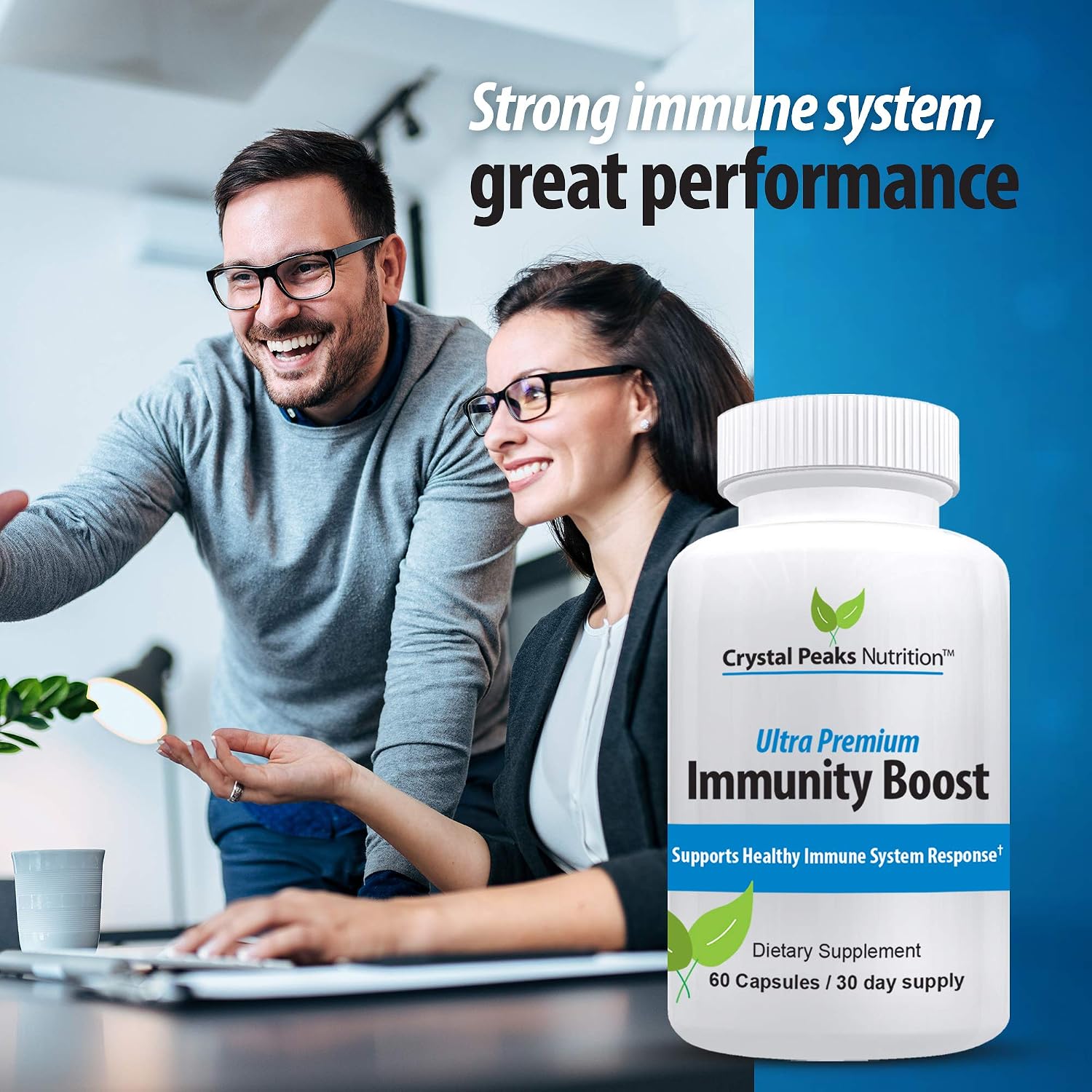 Immune Support Capsules with Elderberry, Vitamin C, Echinacea, Garlic, Zinc, Turmeric, and More for Adult Men and Women - Easy-to-Swallow Immune Support Vitamins - 60 Vegan Capsules (30 Day Supply)