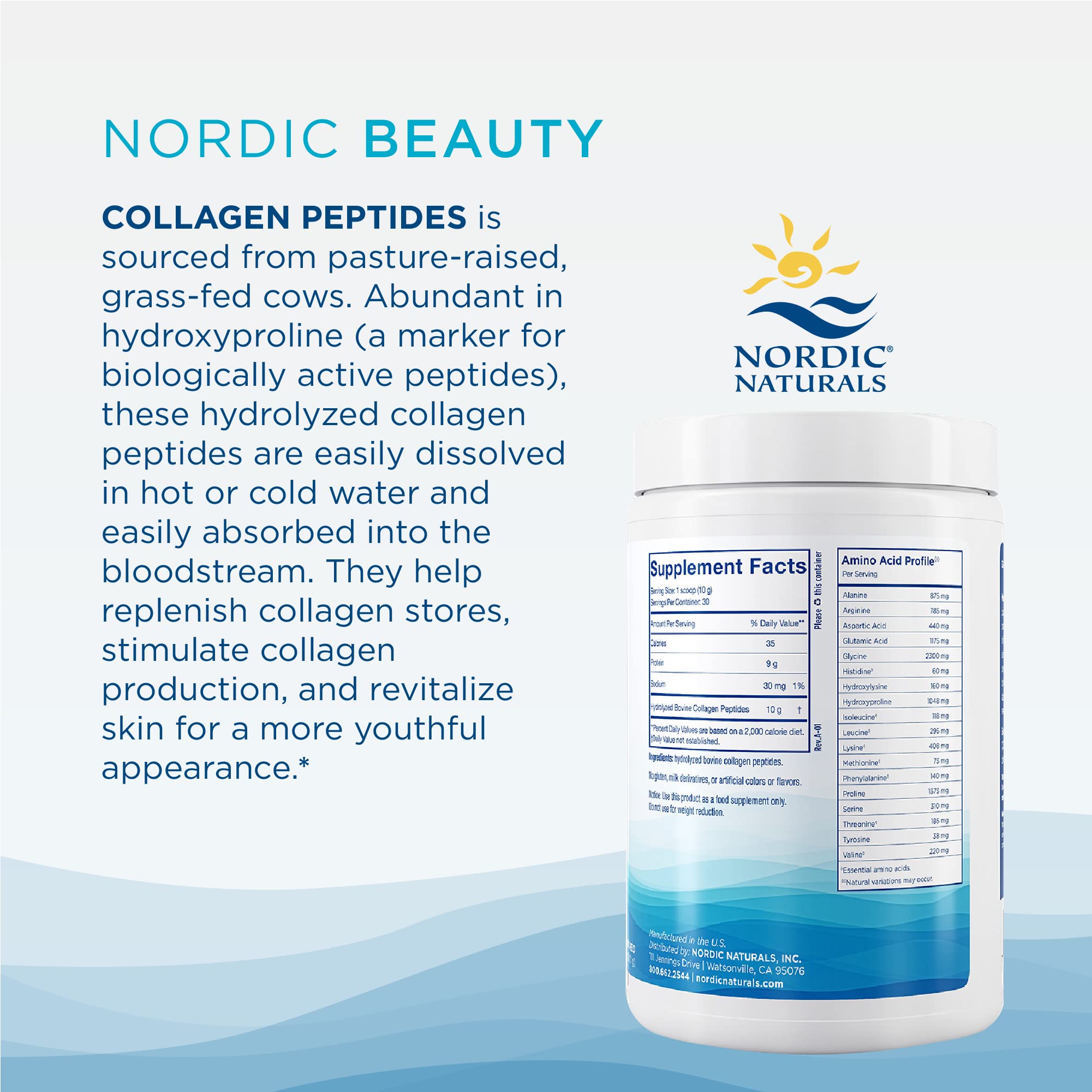 Nordic Naturals Nordic Beauty Collagen Peptides, Unflavored - 10.6 Ounces - Collagen Supplement for Skin Health and Elasticity - for Hot and Cold Beverages - 30 Servings Nordic Naturals buy supplements Au