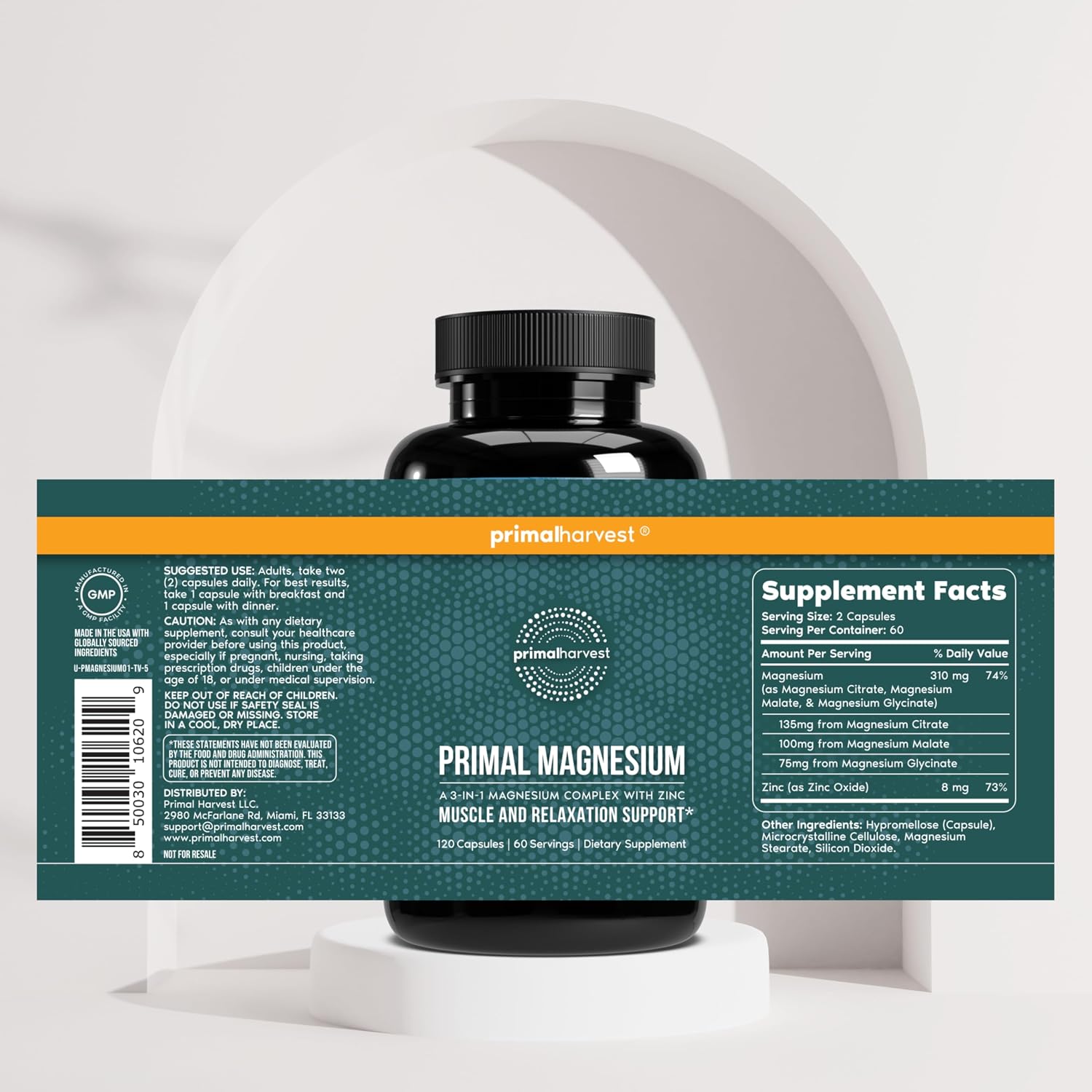 Primal Harvest Total Male+ & Magnesium Supplement Optimize Men’s Health with Targeted Nutrients for Vitality & Recovery 2 Pack Bundle