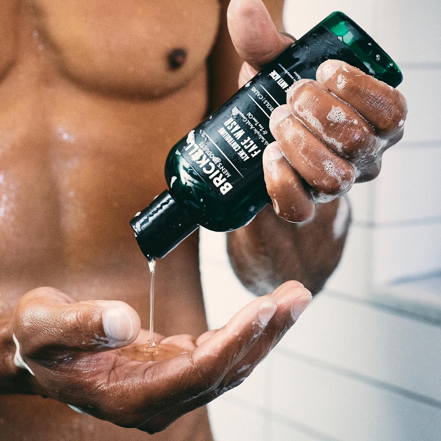 Brickell Men's Acne Face Wash for Men, Acne Face Wash to Cleanse Skin and Eliminate Acne, Clears Breakouts, With 2% Salicylic Acid, Hyaluronic Acid, and Tea Tree Oil, 6 Ounces