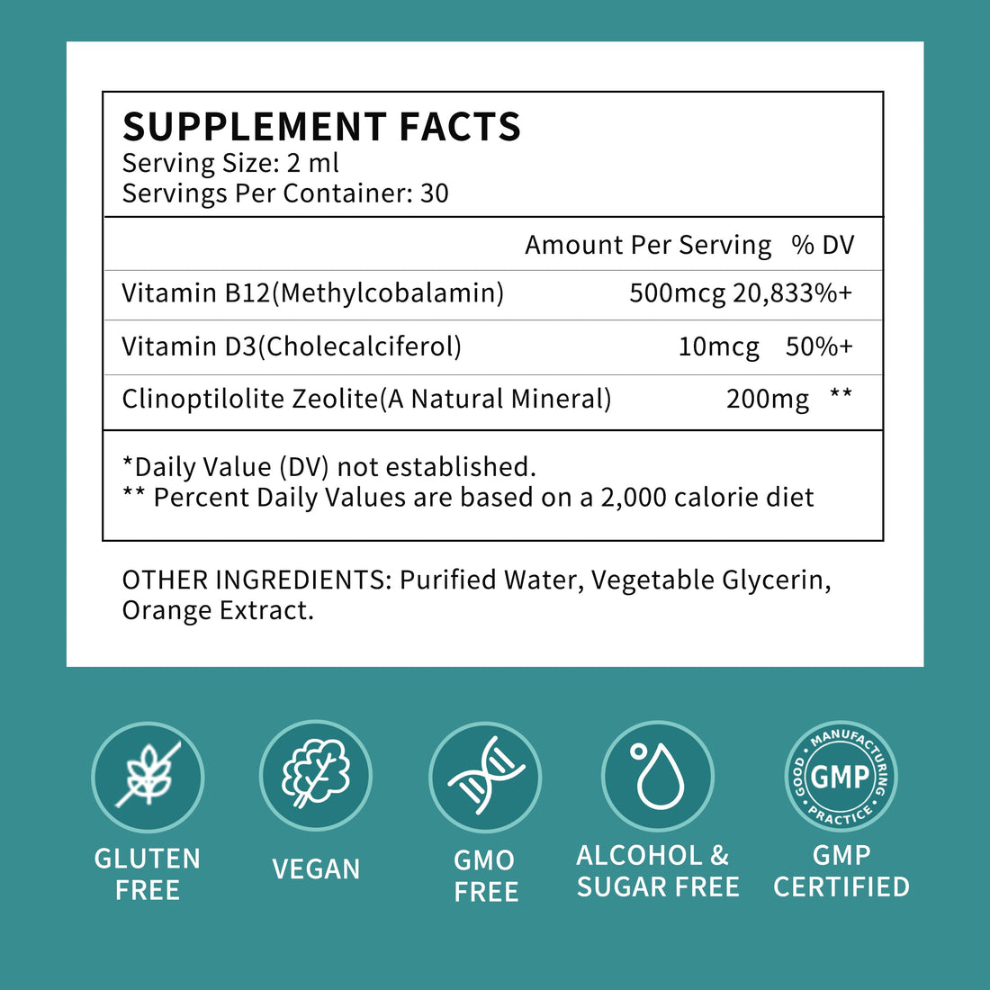 Zeolite Drops for Women,Adults and Kids- Clinoptilolite Zeolite Liquid Drops with Vitamin B12 & D3 - Heavy Metal Support, Immune Health, Natural Metabolism, Energy & Clear Skin - 30 Day Vegan Supply HerbanceBuy Supplements Australia