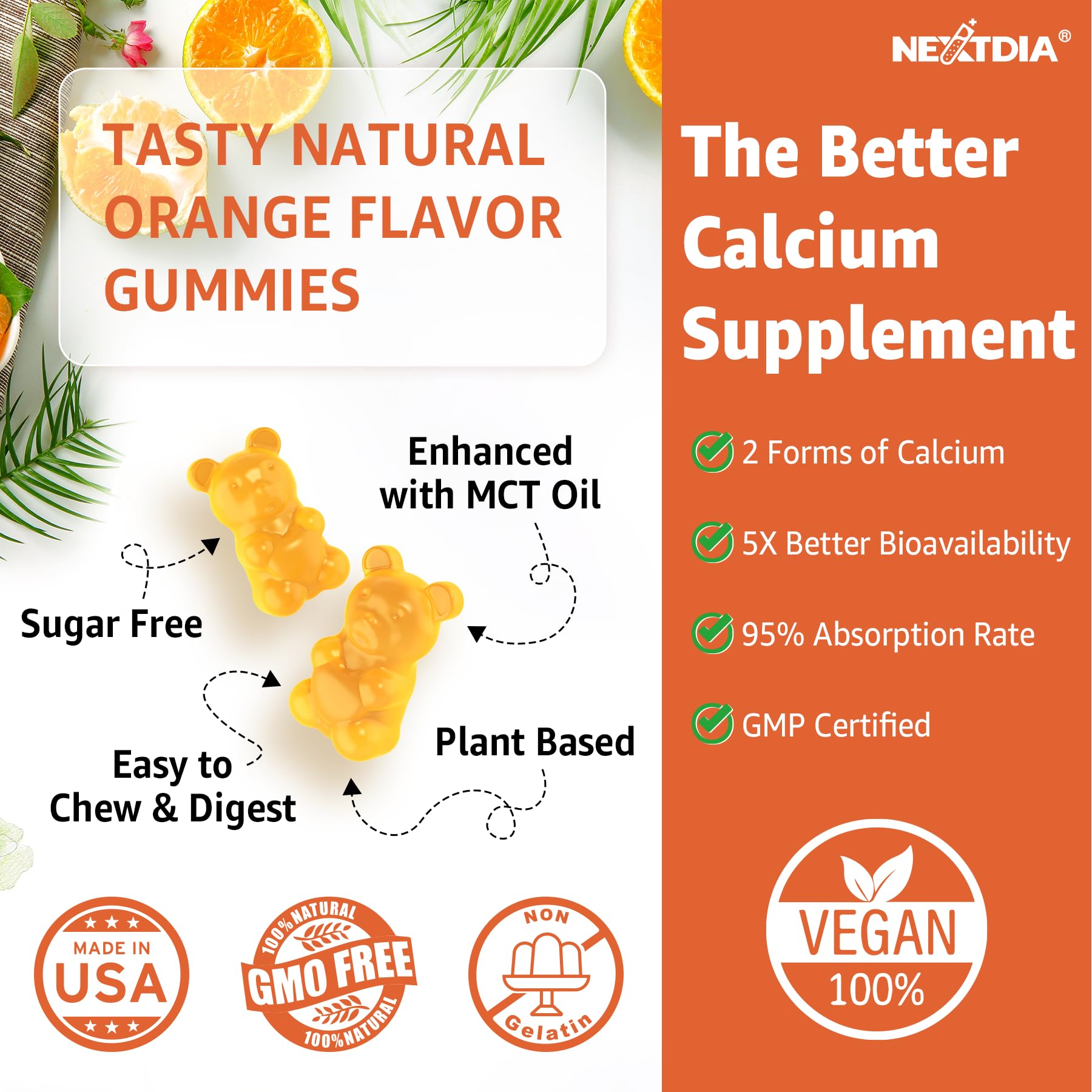Calcium Gummies with Turmeric for Women & Men - Calcium 1200mg with Vitamin D3 K2 B12 5000 IU & Zinc, Suger-Free Calcium Supplement for Bone, Muscle Strength & Immune Support - Vegan(120 Count)