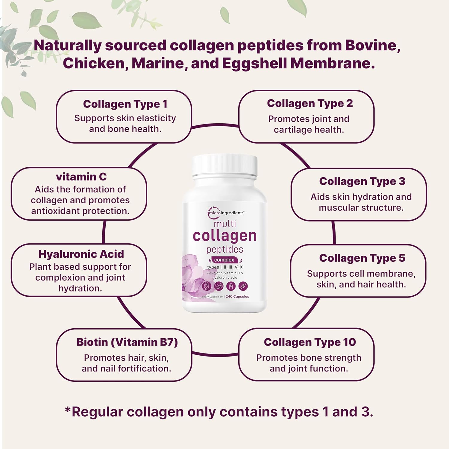 Micro Ingredients 8-in-1 Multi Collagen Pills & Mega Probiotics 200 Billion CFU Veggie Capsules | 2 Pack Bundle | Hydrolyzed Peptides + Hyaluronic Acid & Vitamin C | 40 Strains + Inulin & Bromelain