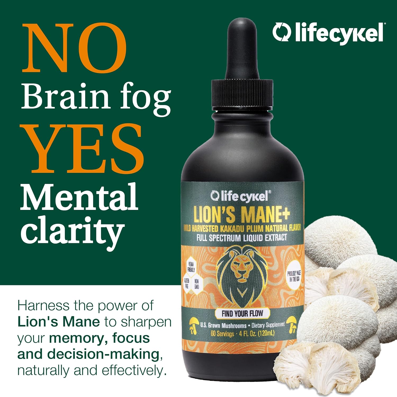 Life Cykel This is It Pack - Chaga, Lion's Mane & Cordyceps Mushroom Extract - Full-Spectrum Mushroom Tincture for Energy, Mental Clarity & Immune Support - Vegan, Non-GMO- 2Fl/Oz Per Bottle