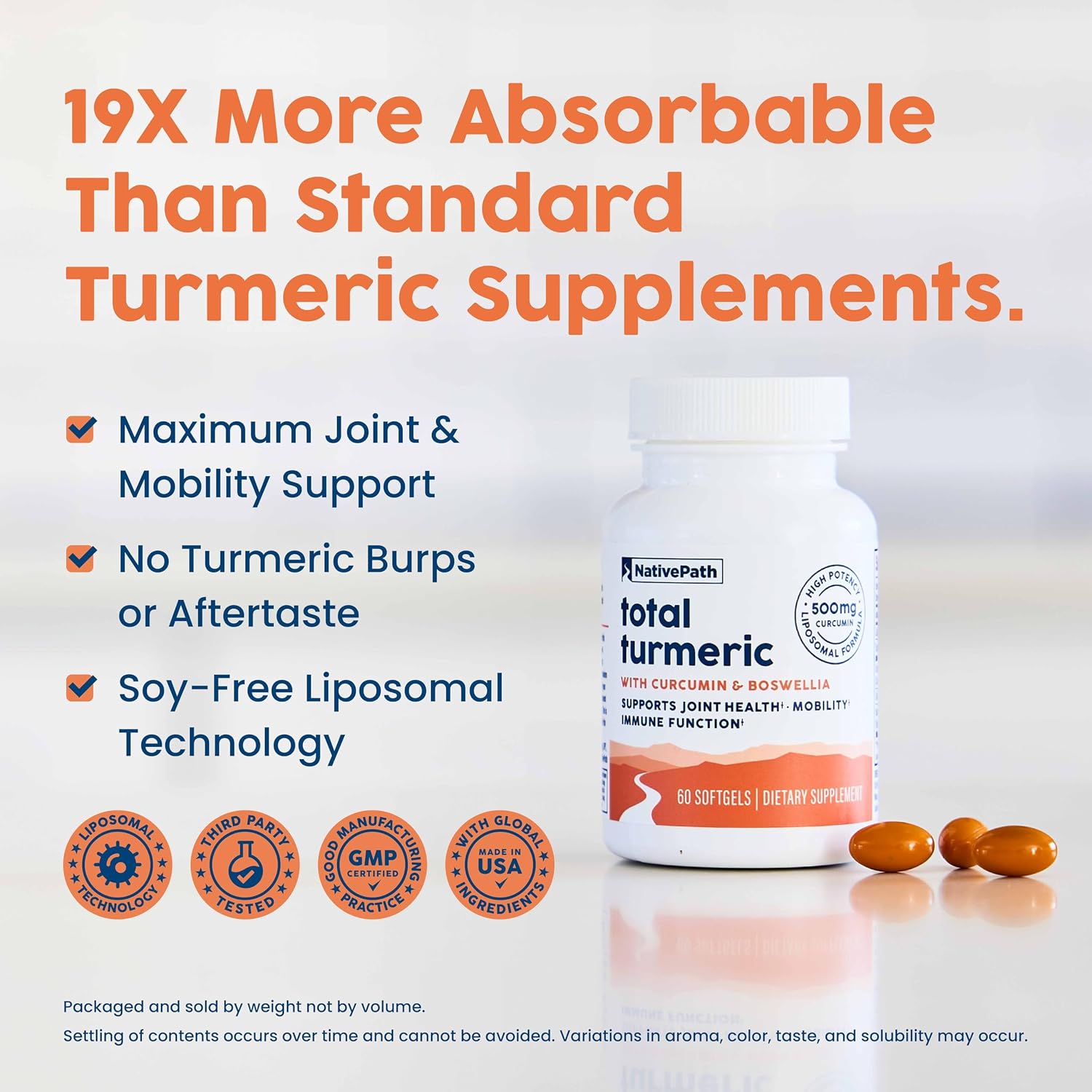NativePath Turmeric Curcumin with Boswellia, 60 Softgels | Full-Spectrum Curcuminoids Plus Frankincense Extract, Supports Joint Mobility & Flexibility, High Absorption