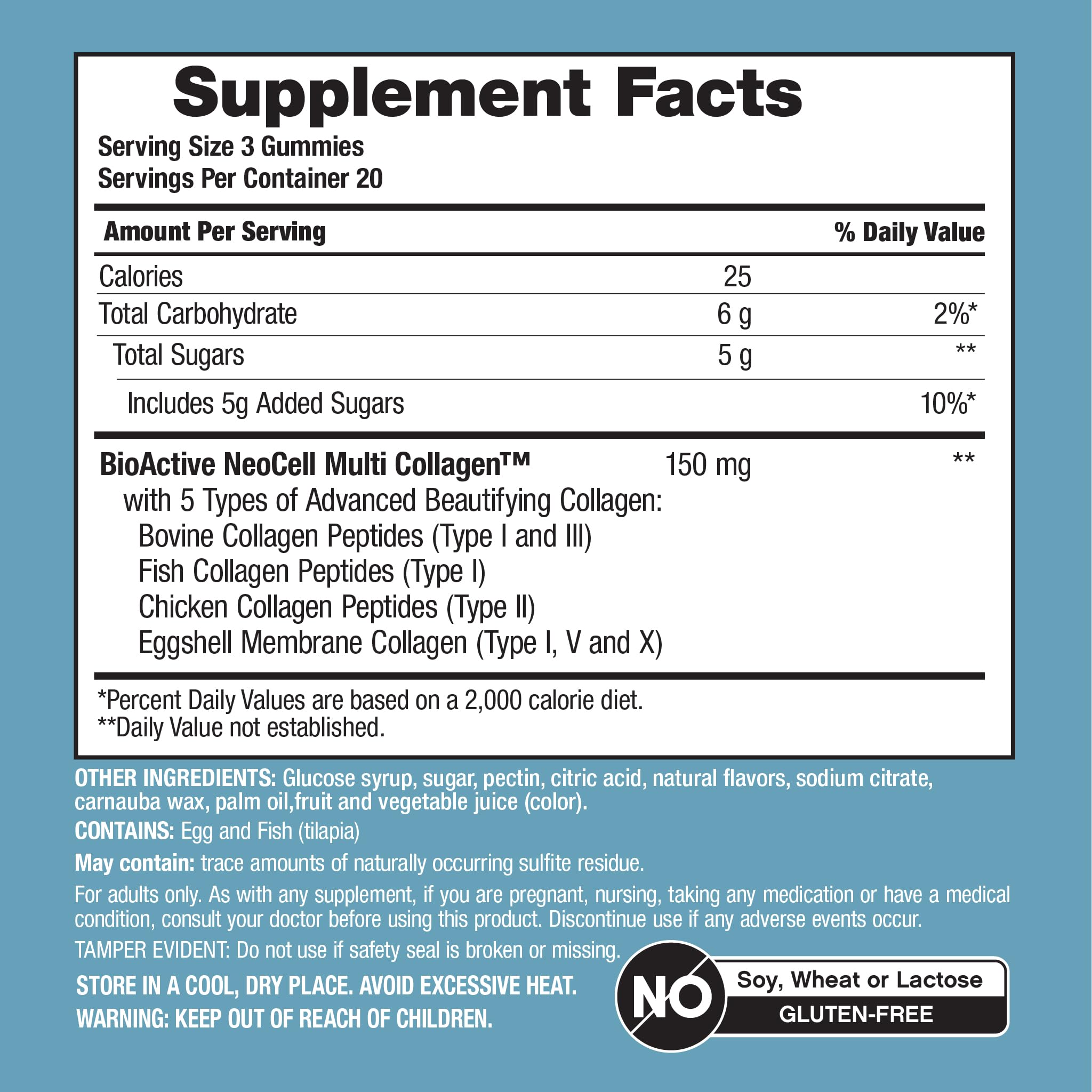 NeoCell Multi Collagen Bio-Peptides Gummies | 60 ct | Tropical Flavor | Type I, II, III, V, X | Advanced BioActive Formula NeoCell buy supplements Au