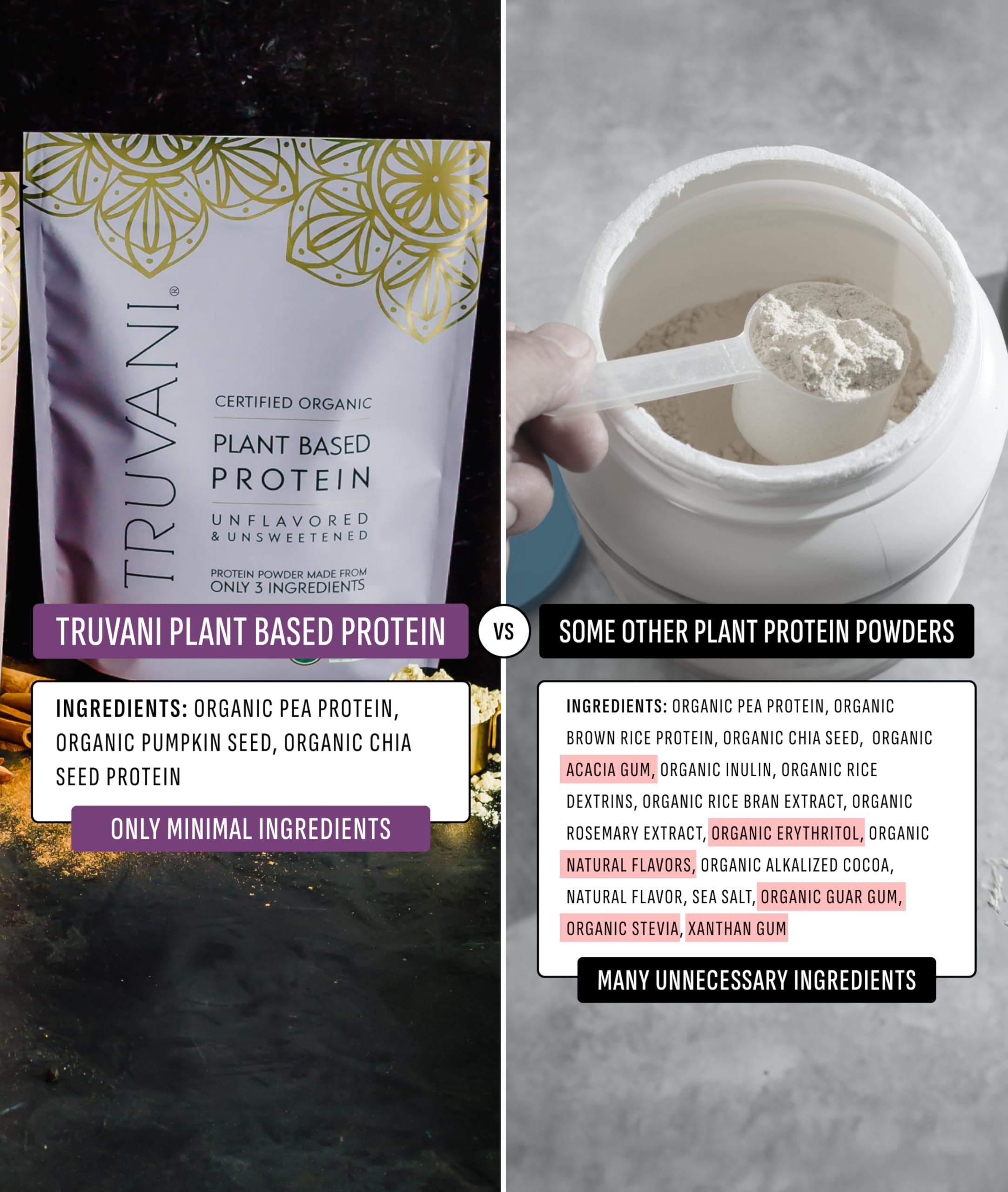 Truvani Organic Plant Based Protein Powder | Vanilla | 1 Serving | Vegan | 20g Pea Protein | Keto | Gluten & Dairy Free | Low Carb | No Added Sugar