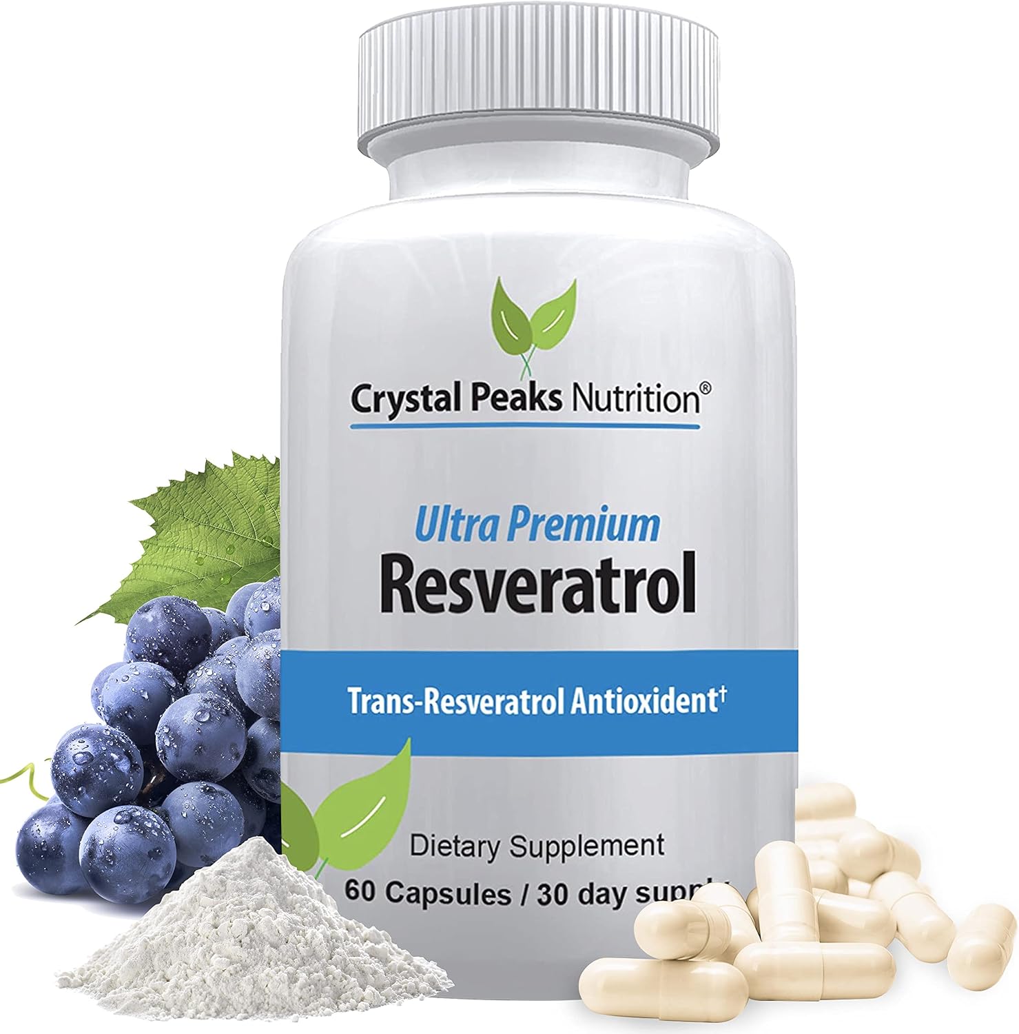 100% Natural Resveratrol Supplement - Trans-Resveratrol Supports Aging - Antioxidants Supplement Promotes Immune System & Joint Support (60 Capsules)