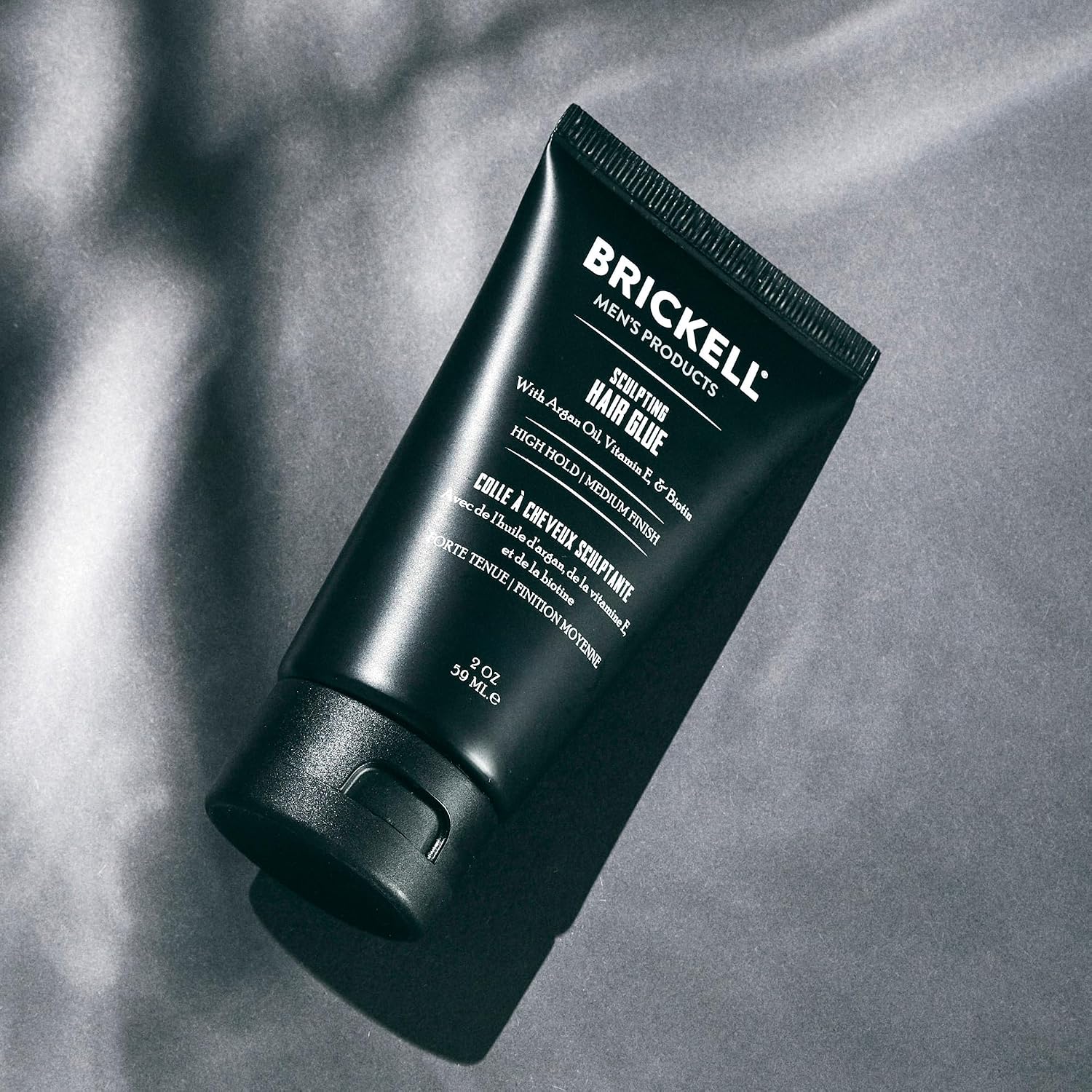 Brickell Men's Hair Styling Sculpting Hair Glue For Men, All Day Lasting Hold for Sculpting and Shaping Hair, With Argan Oil, Vitamin E, and Aloe, 2 Ounce, Scented