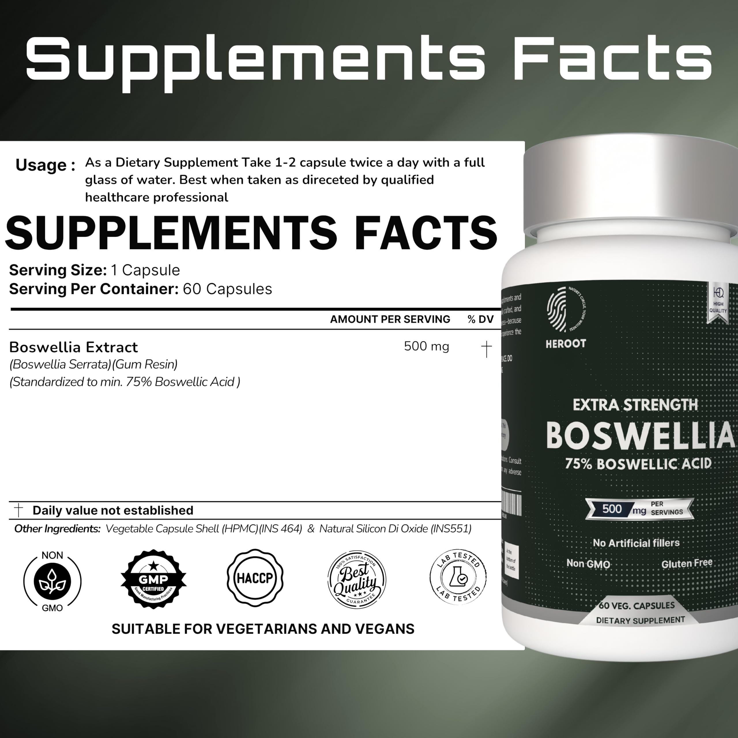 Heroot Boost Joint Mobility with 75% Extra Strength Boswellia Serrata Extract, 120 Capsules HerootBuy Supplements Australia