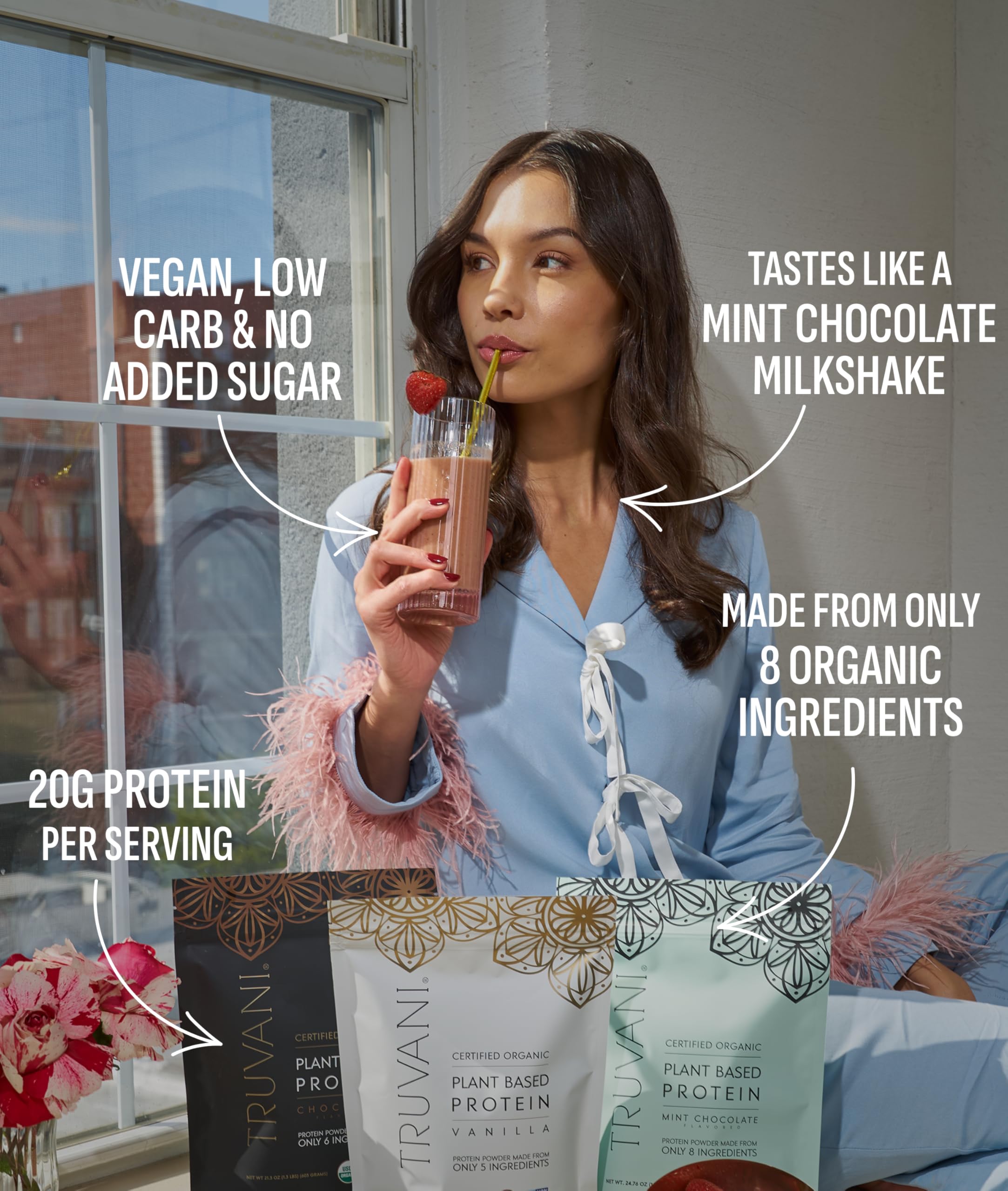 Truvani Organic Plant Based Protein Powder | Vanilla | 1 Serving | Vegan | 20g Pea Protein | Keto | Gluten & Dairy Free | Low Carb | No Added Sugar