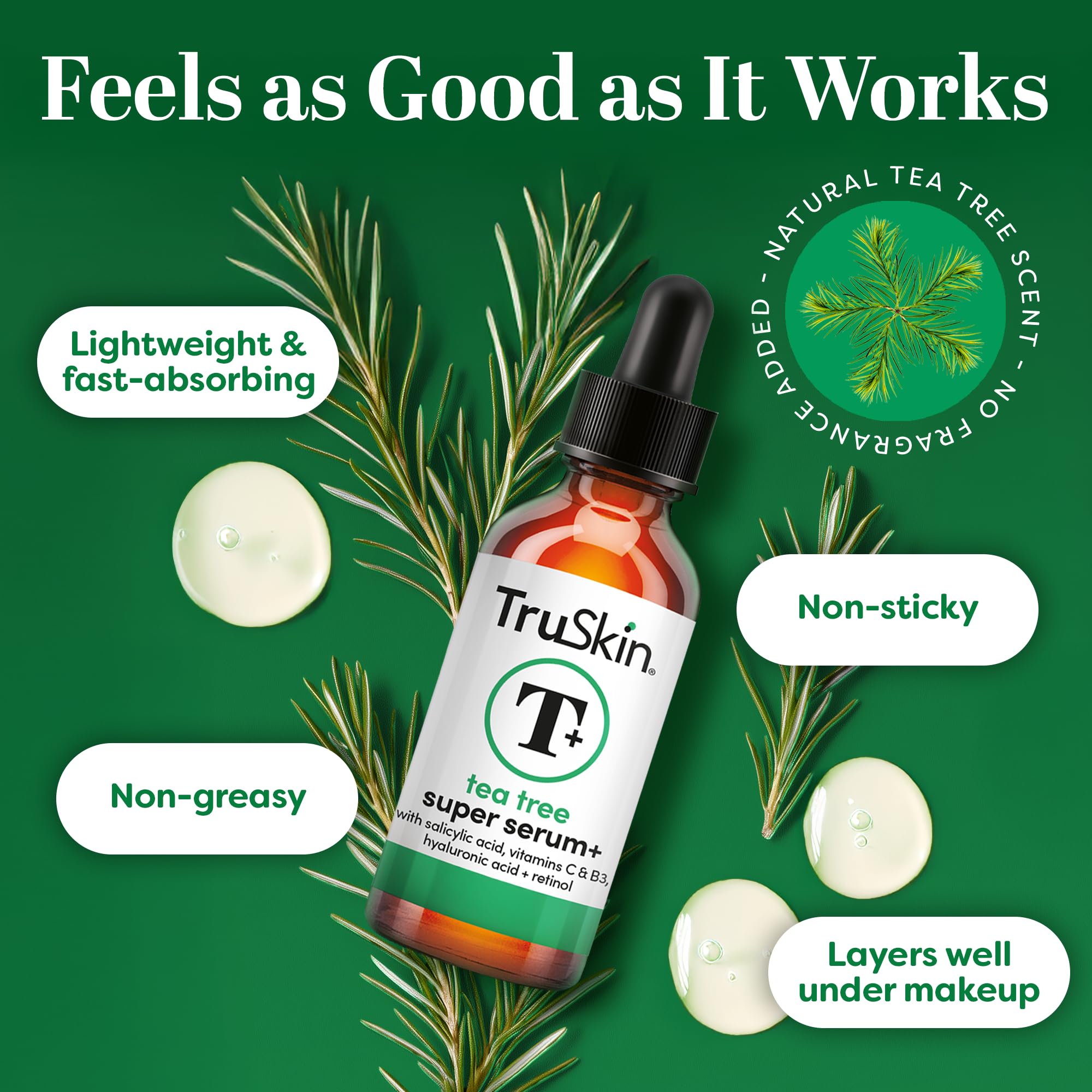 TruSkin Tea Tree Acne Serum with Salicylic Acid & Retinol, 1 fl oz | Helps to clarify acne-prone skin, refine the look of pores & complexion with Tea Tree, Niacinamide, and Vitamin C