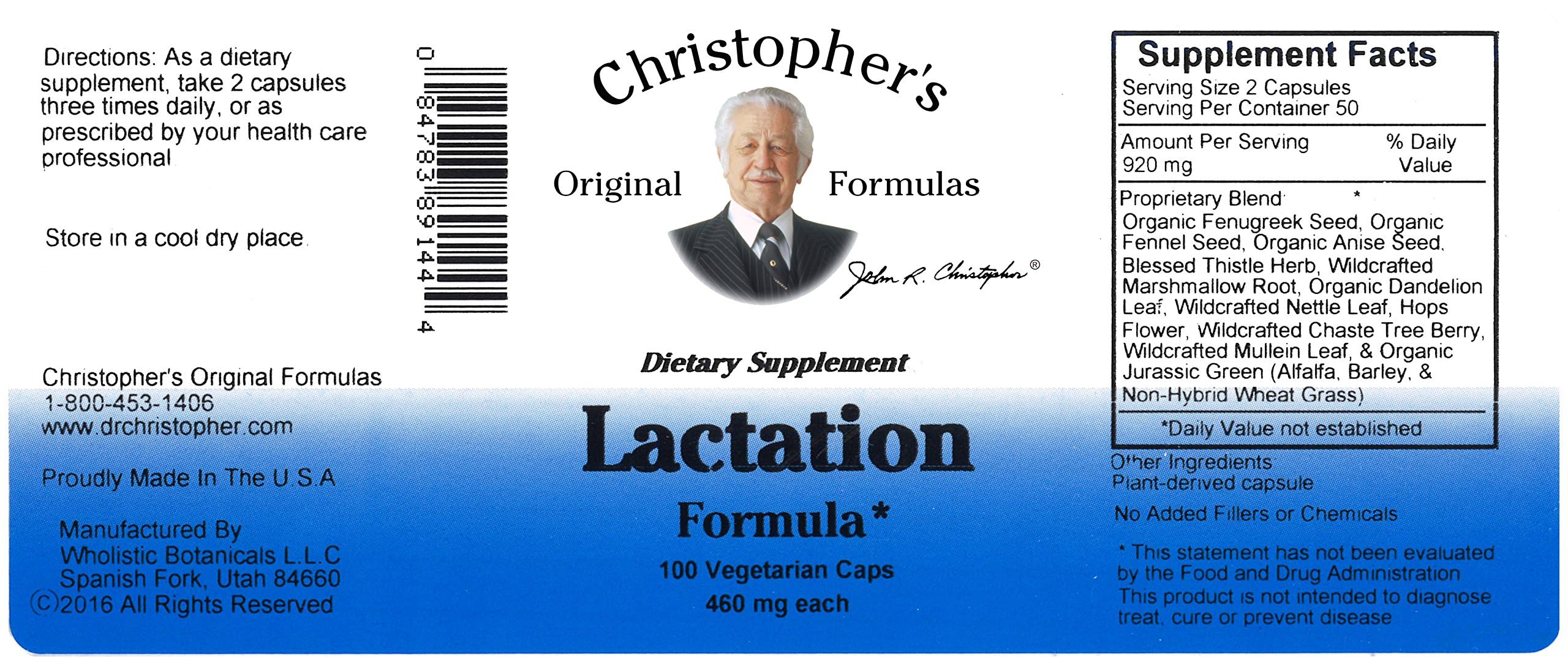 Christopher's Original Formulas Lactation Formula, 100 Capsules (Pack of 2) Christopher's Original FormulasBuy Supplements Australia