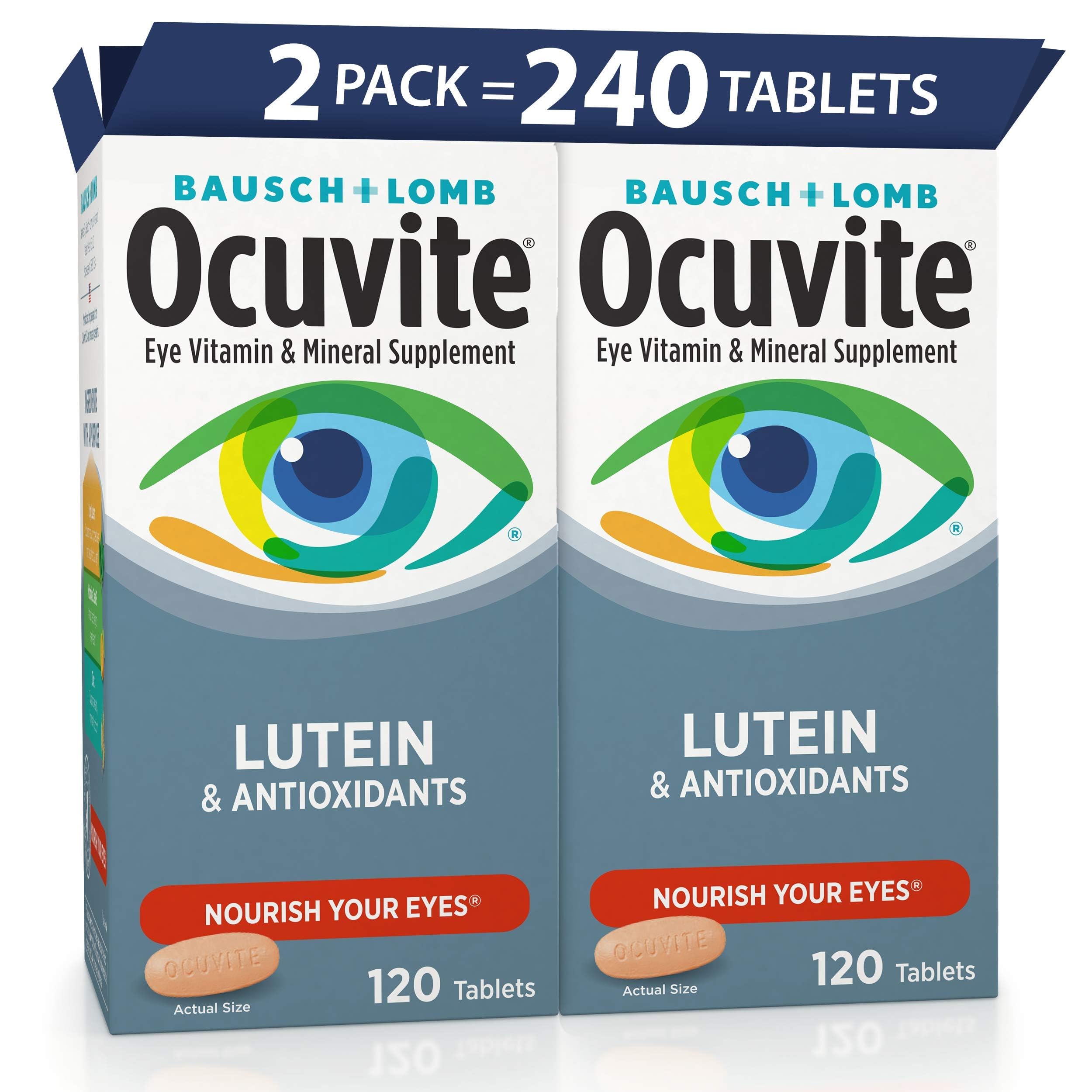 Ocuvite Eye Vitamin & Mineral Supplement, Lutein & Antioxidant Vitamins A, C, E, Zinc for Eye Health, Vitamins for Eyes, 120 Tablets (Pack of 2) OcuviteBuy Supplements Australia