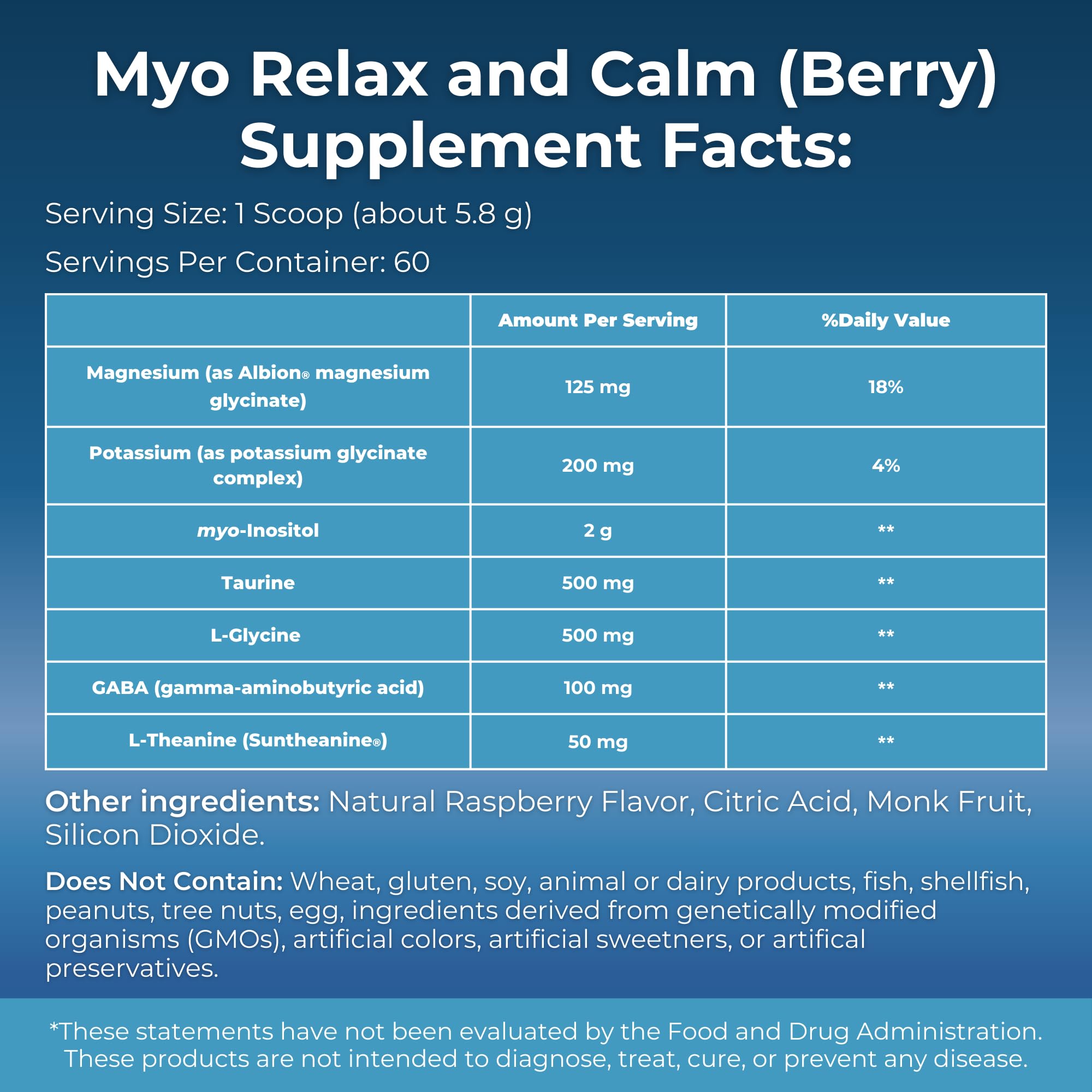 MYOXCIENCE Myo Relax & Calm | Myo-Inositol, L-Theanine, Taurine, Magnesium & GABA | Supports Sleep, Neurotransmitter & Hormone Support (Berry Flavor) (60 Servings) MYOXCIENCE buy supplements Au