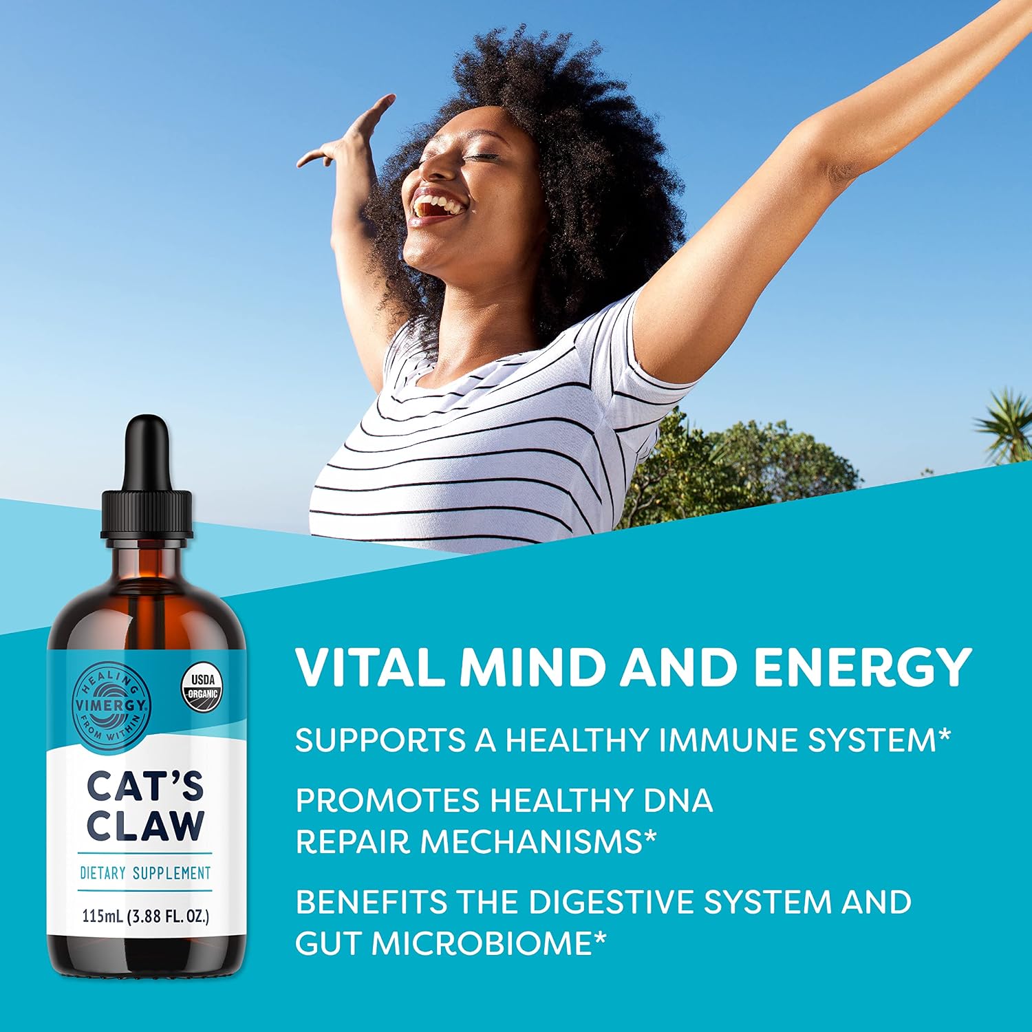 Vimergy USDA Organic Cat’s Claw Liquid – Provides Antioxidant Support* – Benefits The Immune System* – Vegan, Gluten-Free, Non-GMO – 57 Servings (115 mL)