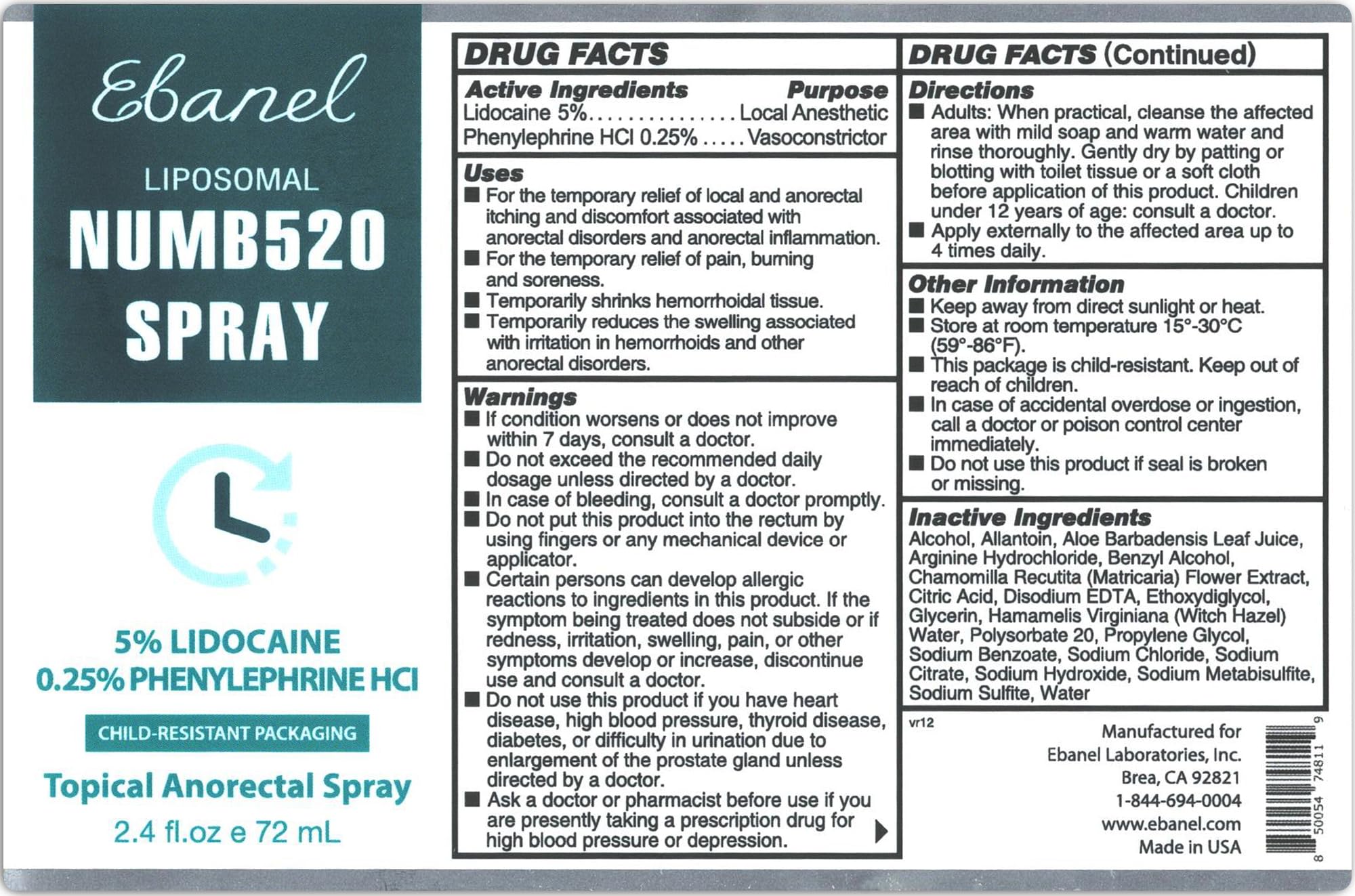 Ebanel Bundle of Lidocaine Numbing Cream, and Numbing Spray