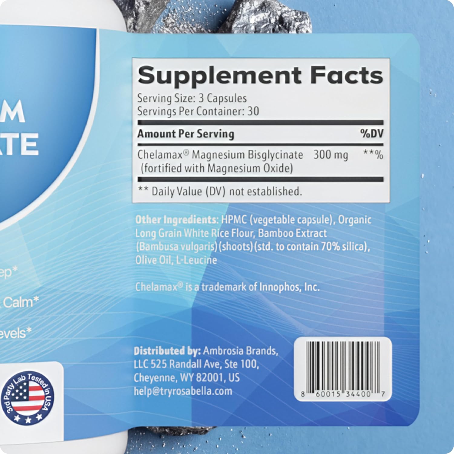 Rosabella Magnesium Bisglycinate Capsules – High Absorption, Non-Laxative Magnesium Biglycinate Chelate, Gentle Formula for Relaxation, Restful Sleep Routines & Muscle Comfort – 90 Capsules
