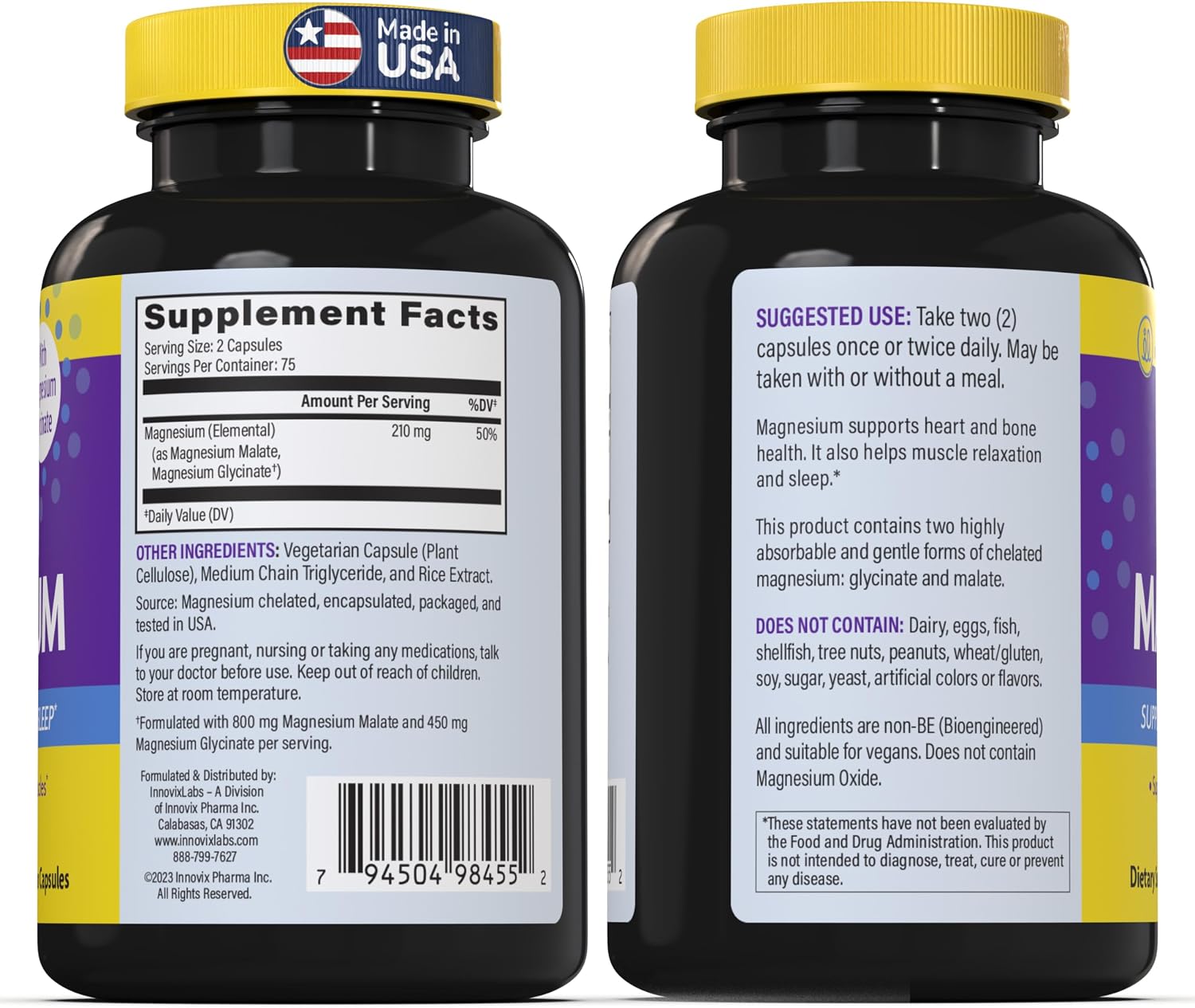 Magnesium & Mood Bundle: InnovixLabs Advanced Magnesium (150 Time-Release Capsules) and InnovixLabs Mood Probiotic (60 Capsules). Helps Promotes Relaxation and Healthy Mood. *