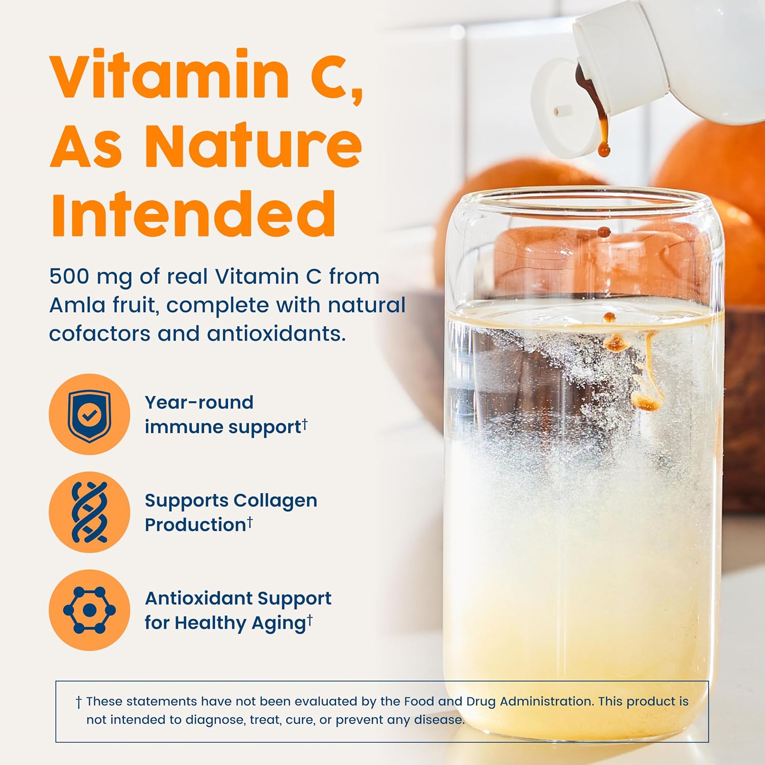 NativePath Liposomal Vitamin C 500mg, Orange, 30 Servings | From Whole-Food Amla, High Absorption Antioxidant, Supports Collagen Production, Soy-Free Liquid, Non-GMO
