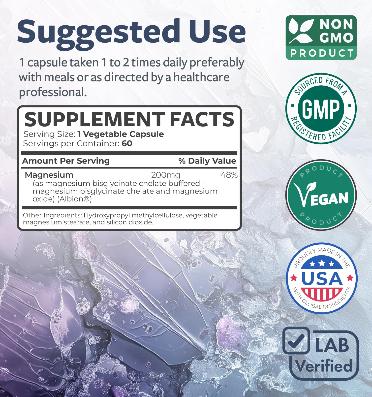 High Absorption Magnesium Bisglycinate Capsules - Clinically Validated Buffered and Chelated Magnesium Supplement - 1 Daily Vegan Capsule with Lab Verified Gentle 200mg Serving (4 Month Supply)