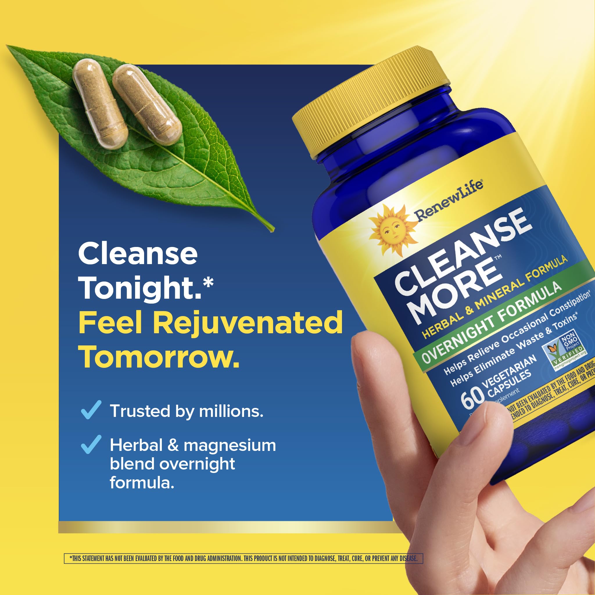 Renew Life Cleanse More 100 Vegetarian Capsules | Helps Relieve Occassional Constipation | Herbal Formula with Magnesium | Dairy, Soy and Gluten Free