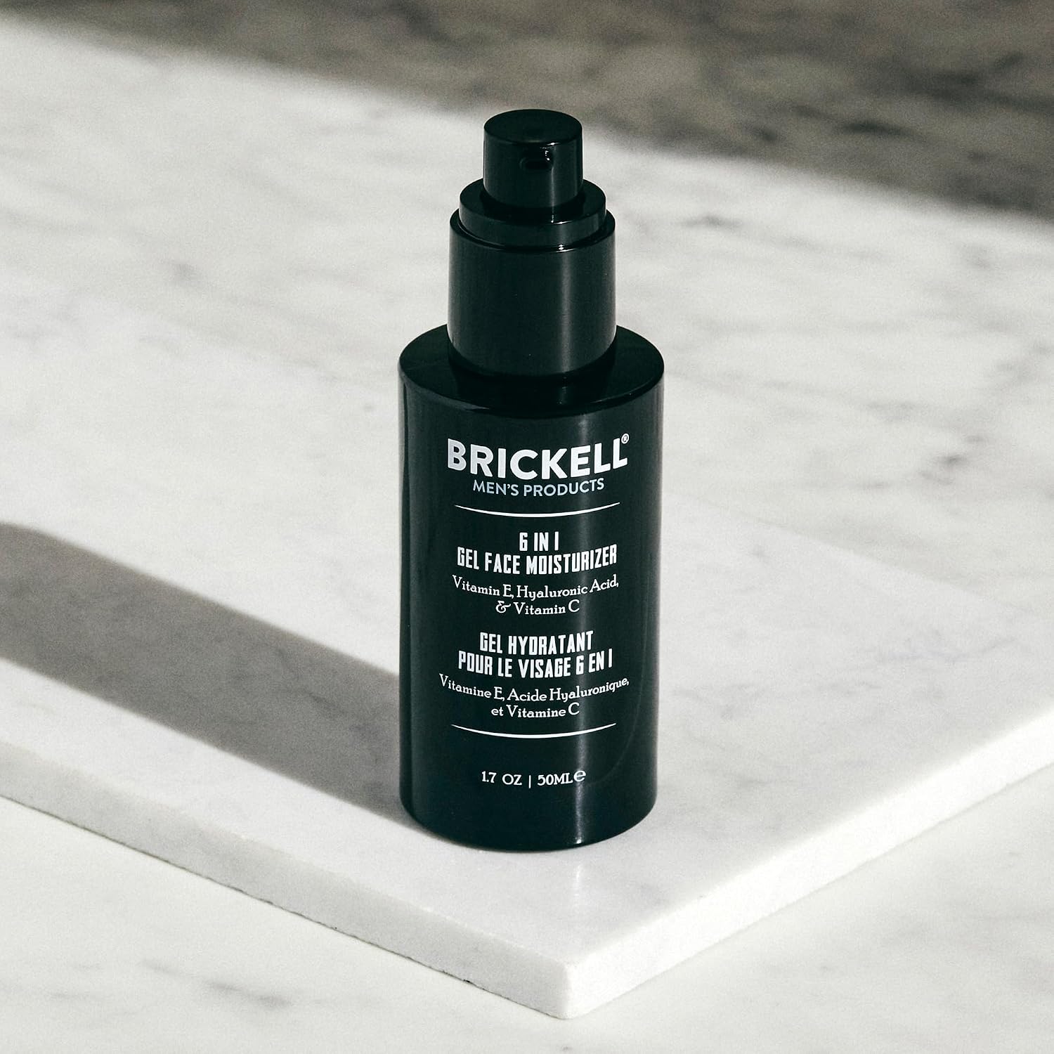Brickell Men's 6 in 1 Gel Face Moisturizer for Men, Gel Moisturizer With Hyaluronic Acid, Peptides, and Vitamin C, 1.7 ounces, Unscented