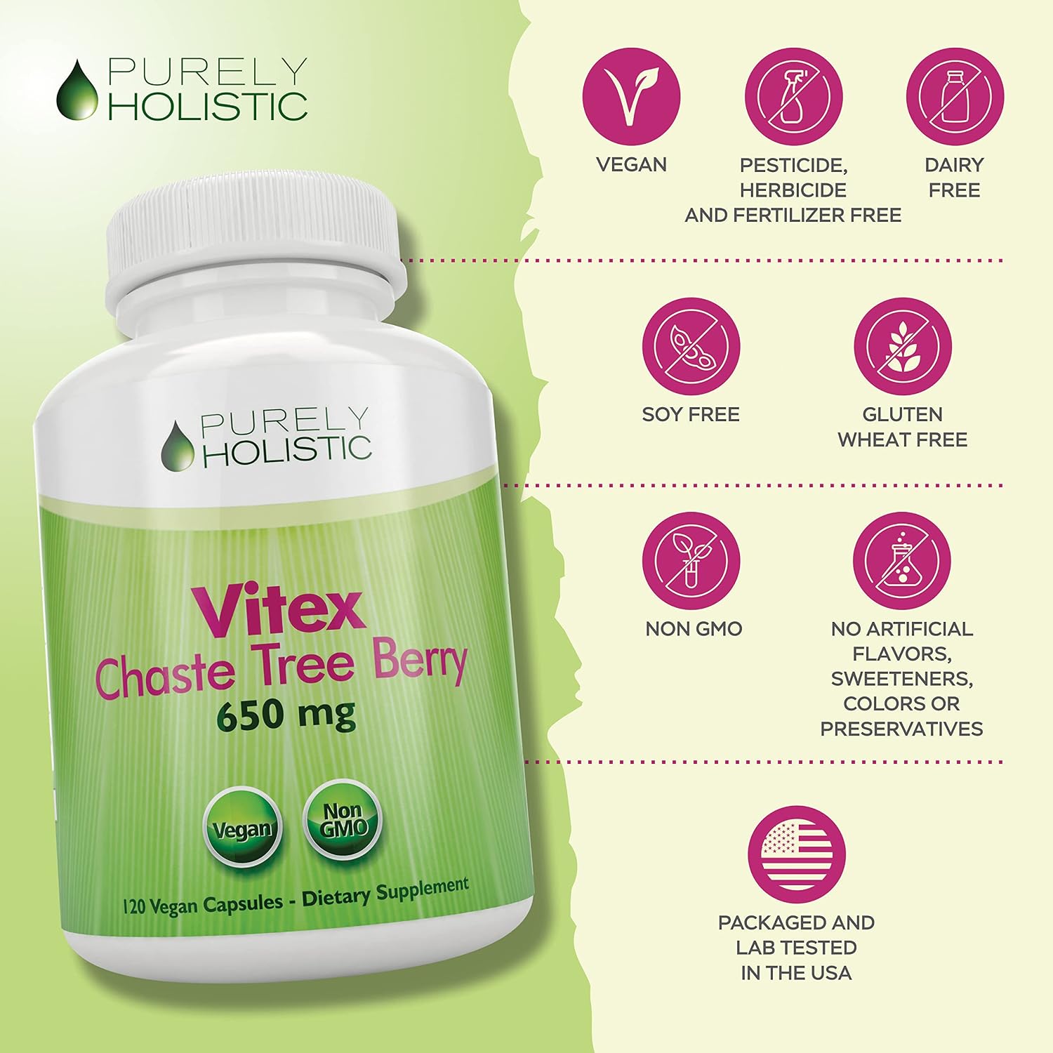 Chasteberry Vitex Supplement 650mg, Hormone Balance for Women, 120 Capsules | Agnus-Castus Chaste Tree Berry Capsules, Supports Hormone Balance & Menstrual Cycle for Women, Once-Daily, 4 Month Supply