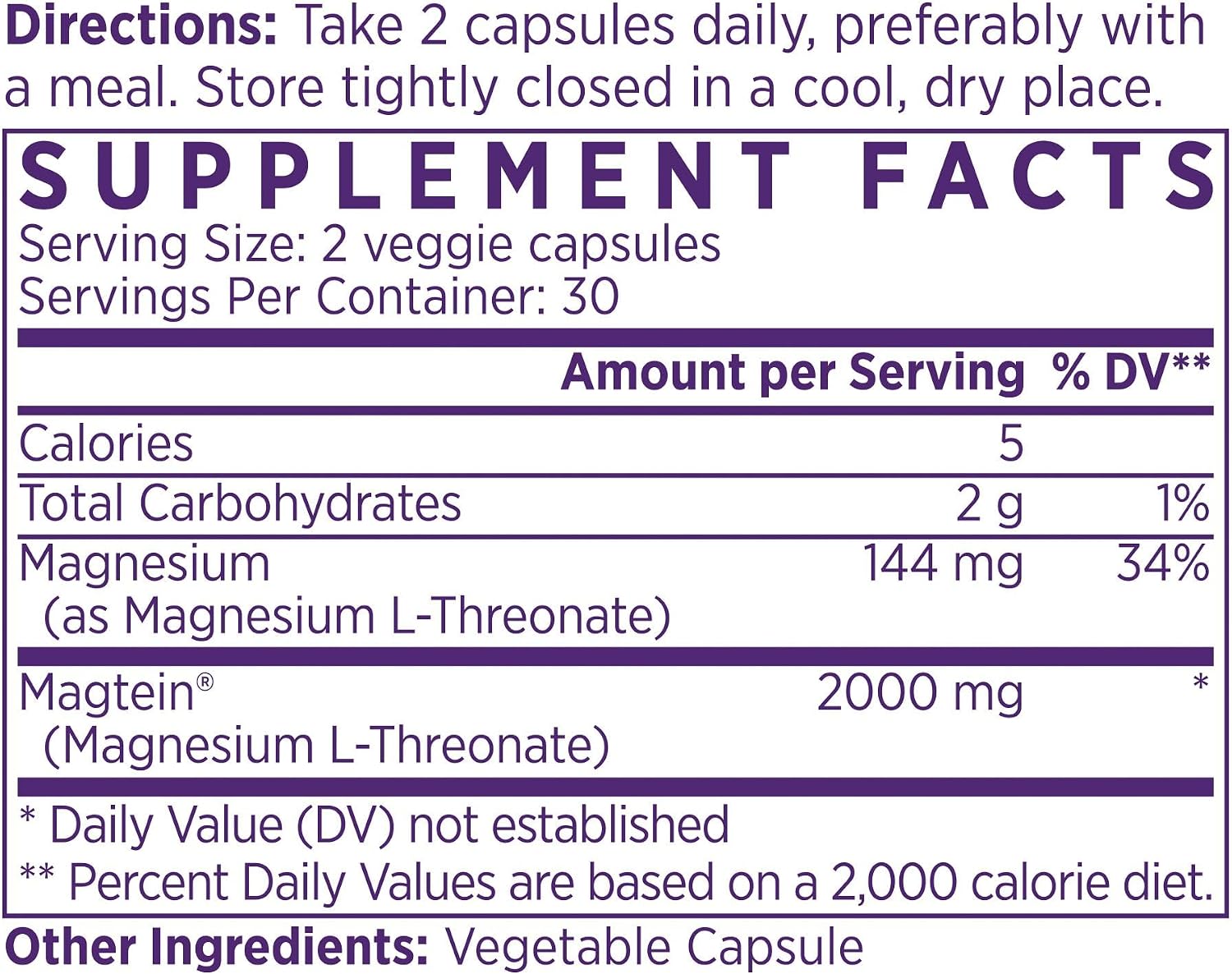 NAOMI Magtein® Magnesium L-Threonate 2000mg - Supports Healthy Cognitive Function, Working Memory & Focus - Patented MIT-Developed Formula, Brain Magnesium Support, Non-GMO, Vegan, 30-Day Supply