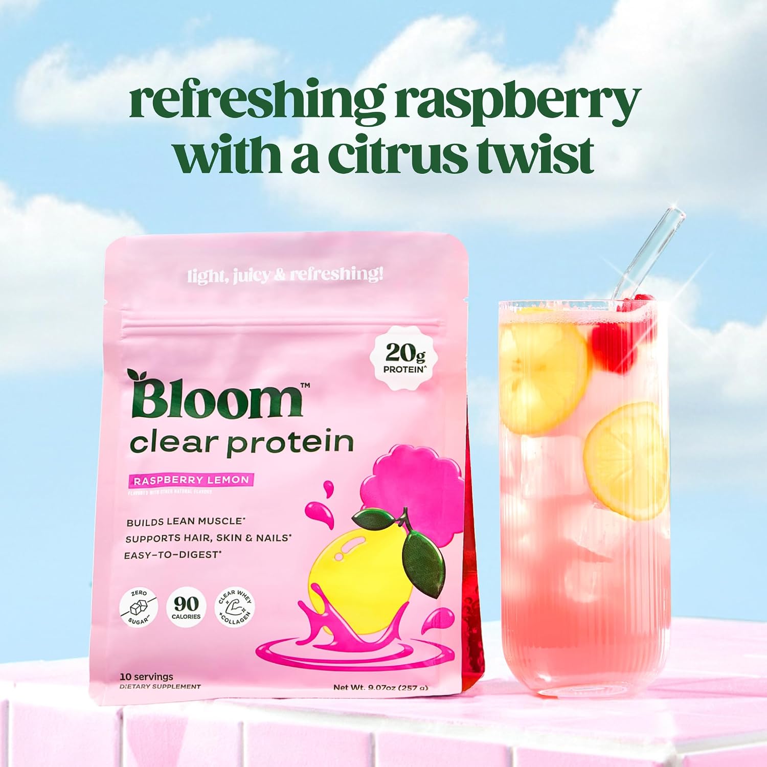 Bloom Raspberry Lemonade Clear Protein and Creatine Gummies Bundle