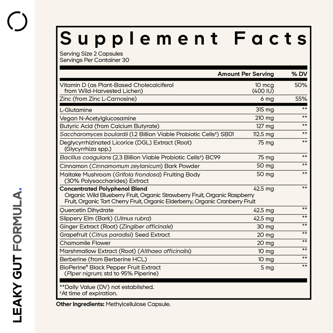 Codeage Leaky Gut Supplement, L-Glutamine, N-Acetylglucosamine, Probiotic, Butyric Acid, Polyphenols, Quercetin, DGL, Marshmallow Root, Berberine, BioPerine