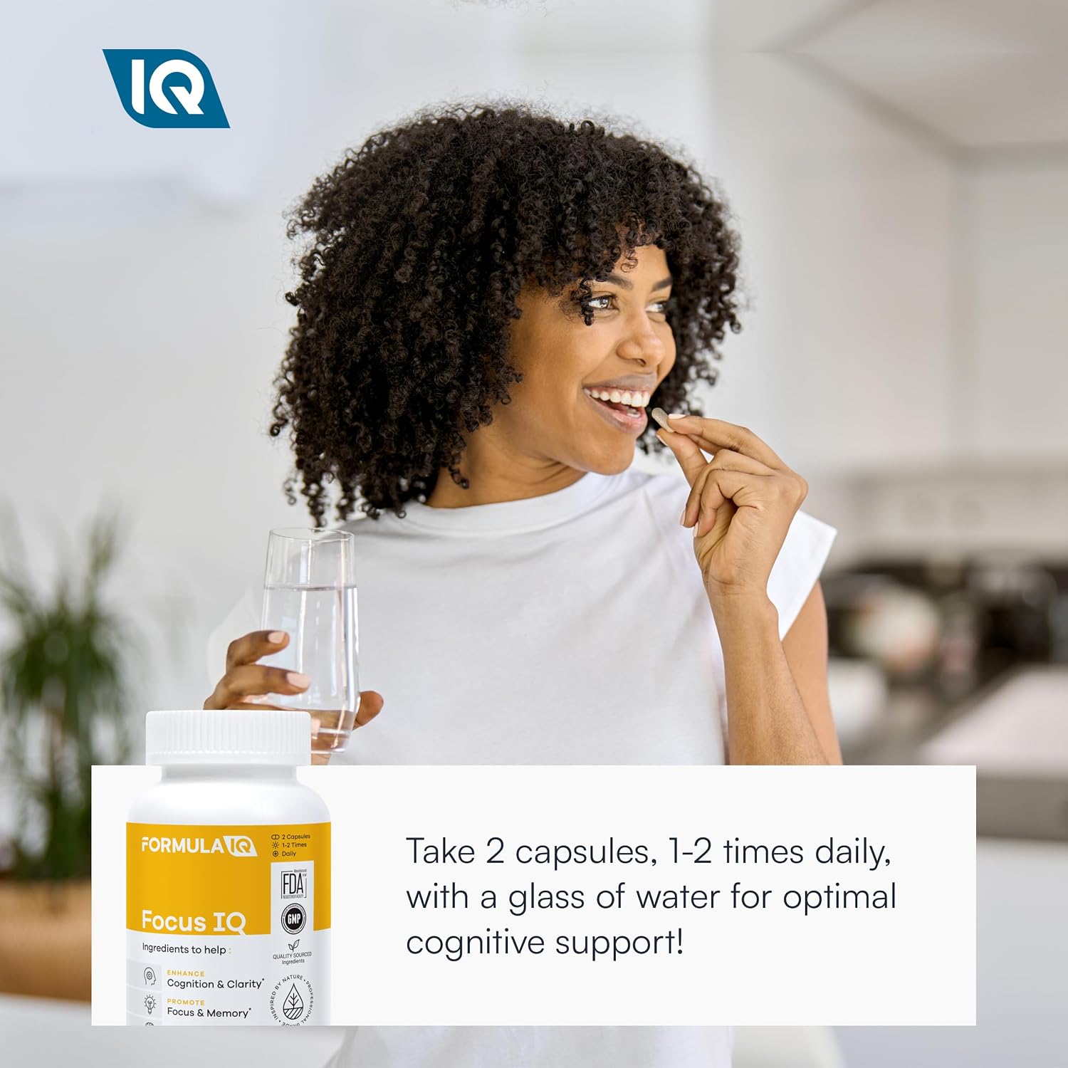 Formula IQ - Focus IQ - Brain Supplements for Memory and Focus - Memory Supplements - Cognitive Support - 60 Capsules