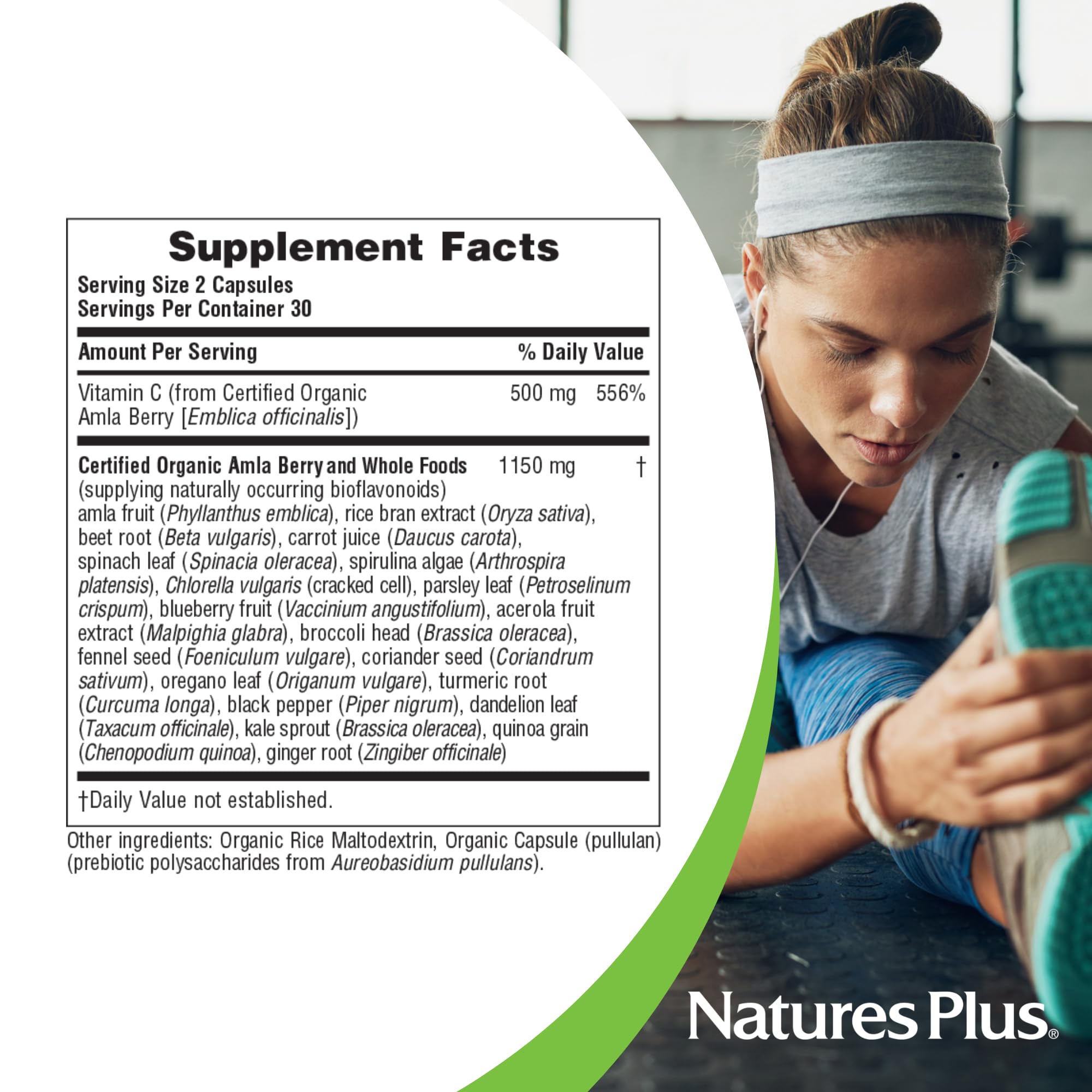 NaturesPlus Source of Life Garden Vitamin C - 60 Capsules - Immune System Support - USDA Certified Organic, Non-GMO, Vegan, Gluten Free - 30 Servings NaturesPlusBuy Supplements Australia