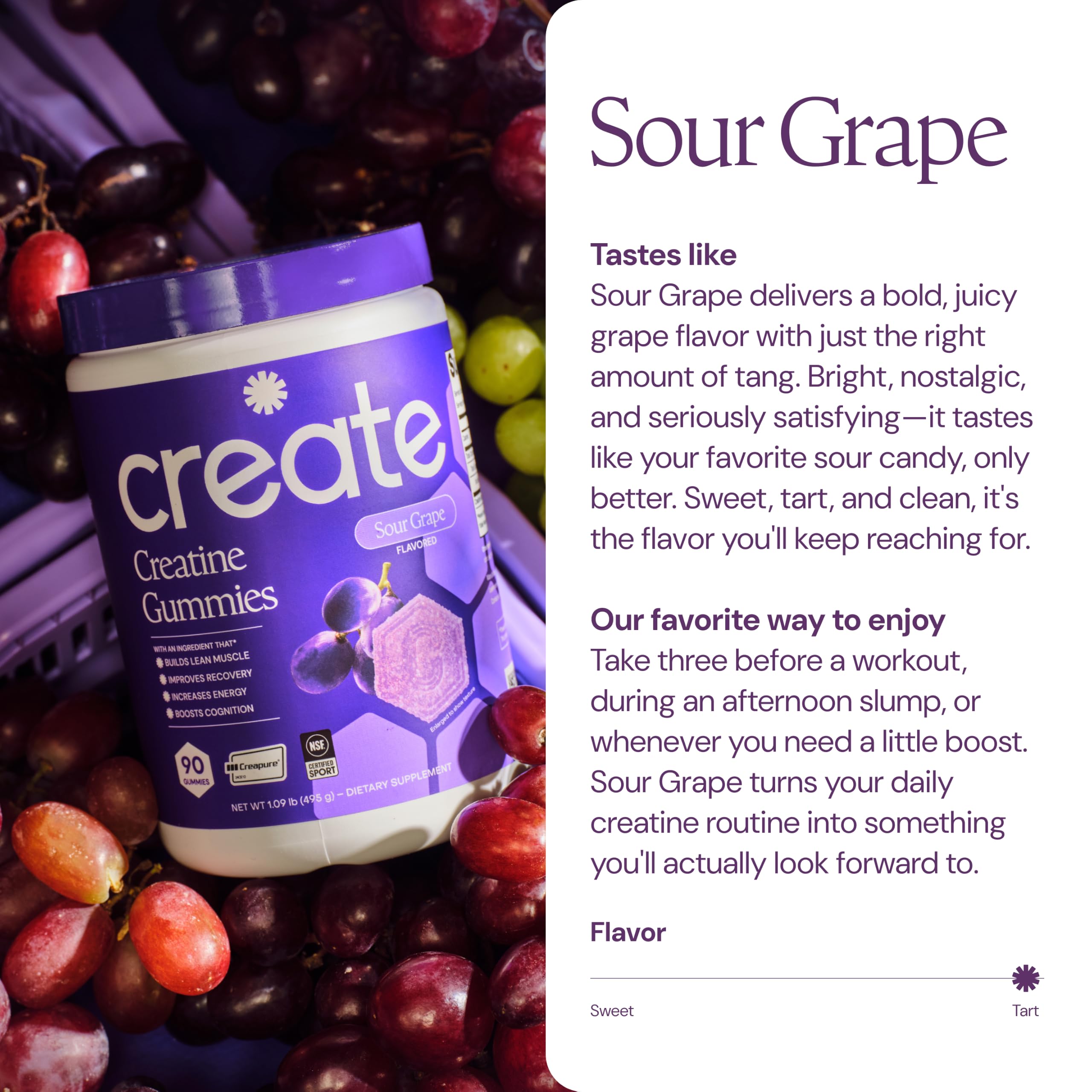Create Creatine Monohydrate Gummies for Men & Women, Boost Focus, Strength, and Endurance, Anti-Melting Formula, Vegan, Gluten-Free, Non-GMO, 1.5g of Creatine per Gummy (Orange)