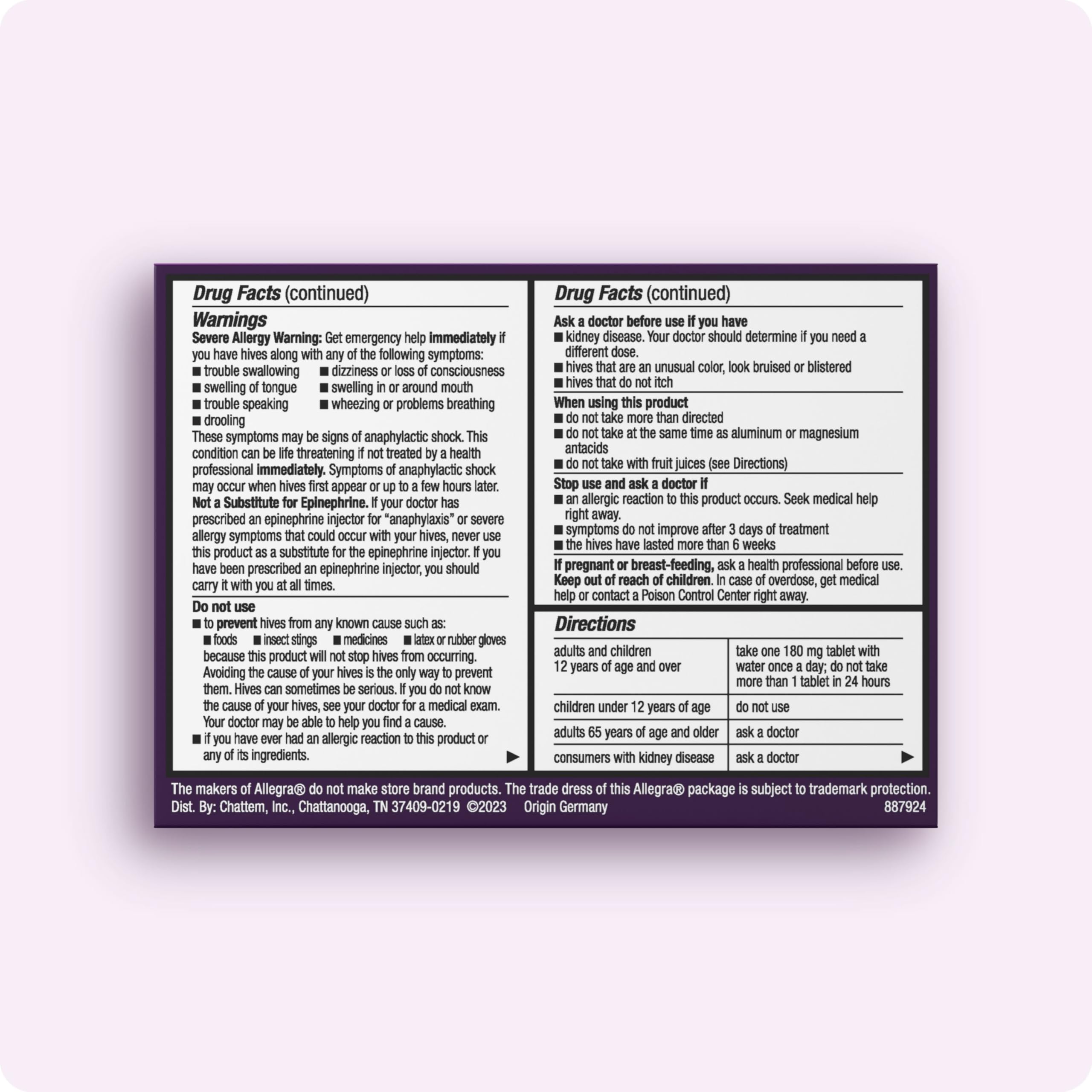 Allegra Hives Antihistamine 24-Hour Tablets, Non-Drowsy Hive Reduction and Hive Itch Relief, 180 mg Fexofenadine HCI, 30-Count Allegra buy supplements Au