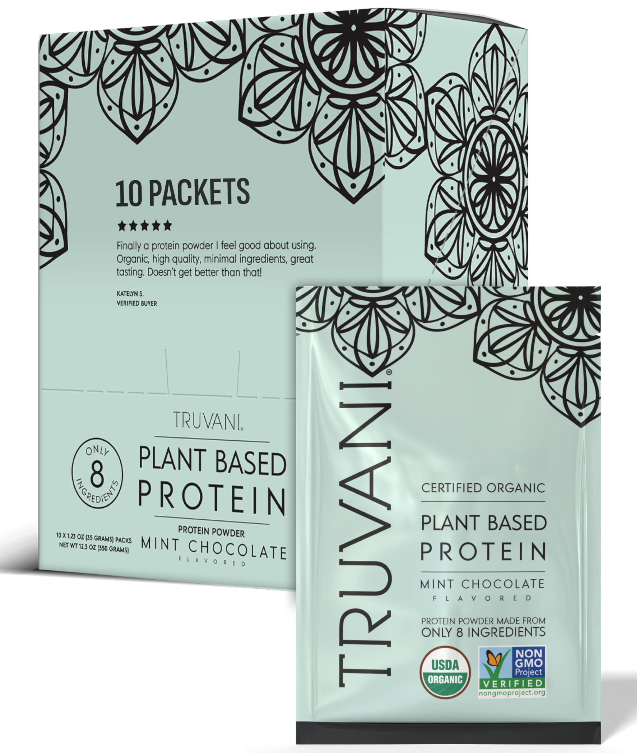 Truvani Organic Plant Based Protein Powder | Strawberry | 10 Servings | Vegan | 20g Pea Protein | Single Serving Travel Packets | Keto | Gluten & Dairy Free | Low Carb