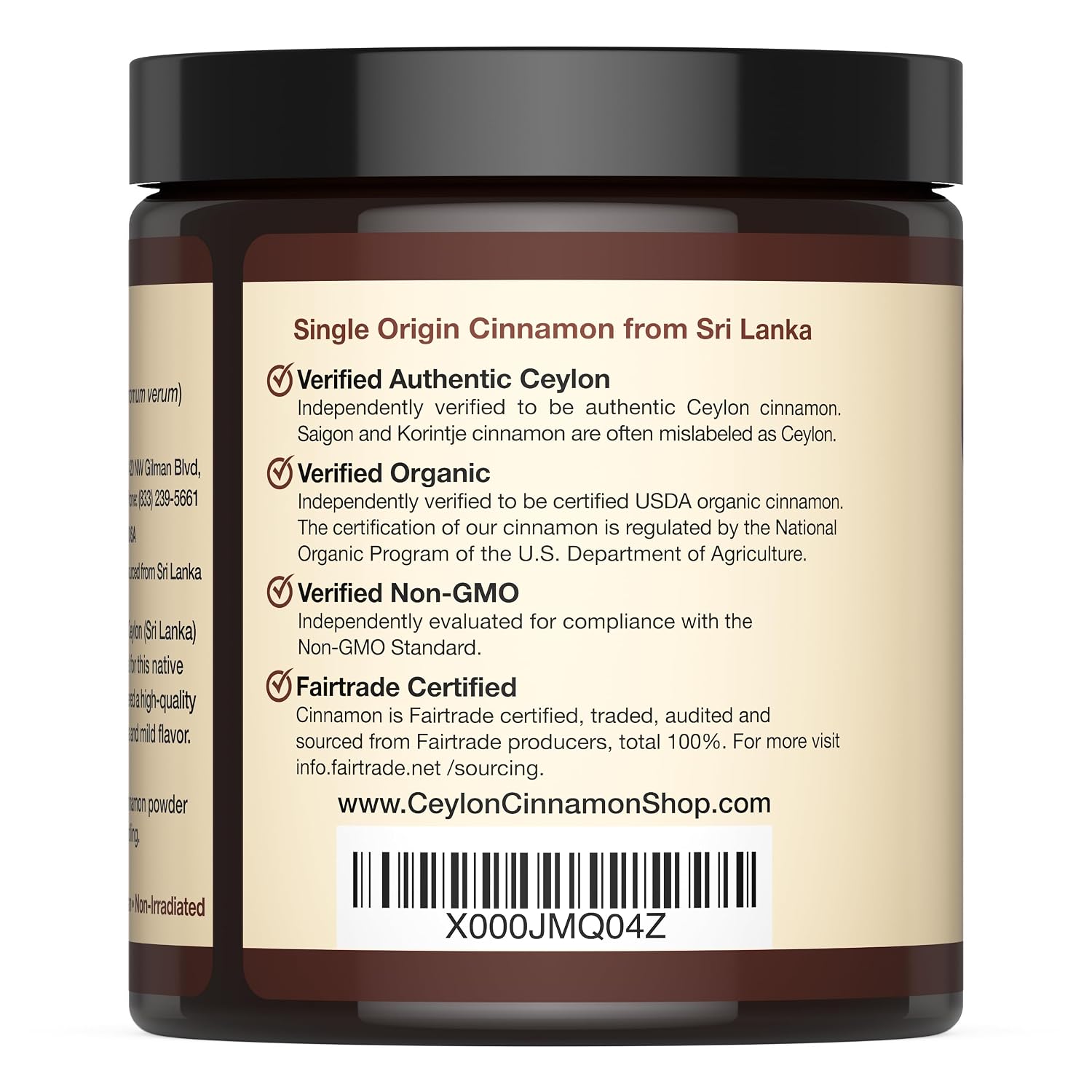 Organic Ceylon Cinnamon Powder, USDA Certified Spice - 8 ounces | Premium Grade True Cinnamon, Sri Lankan Variety, Cinnamomum Verum, All-Natural, Non-GMO, Gluten Free, Made in the USA (GMP)