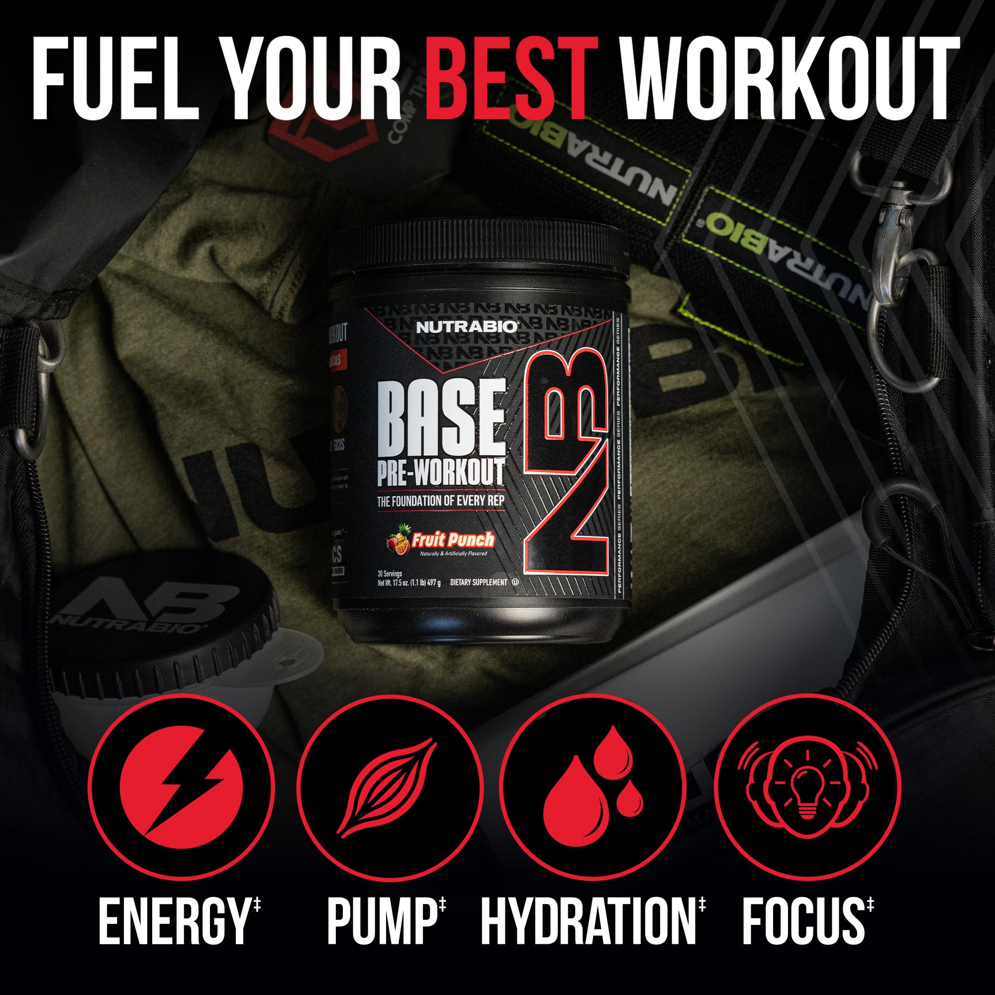 NutraBio Base Pre-Workout Powder 200mg Caffeine, Sustained Energy, Focus, Endurance, Pump, Sugar Free, Clean Preworkout for Men and Women - Beta Alanine, L-Tyrosine, 30 Servings - Lemon Lime