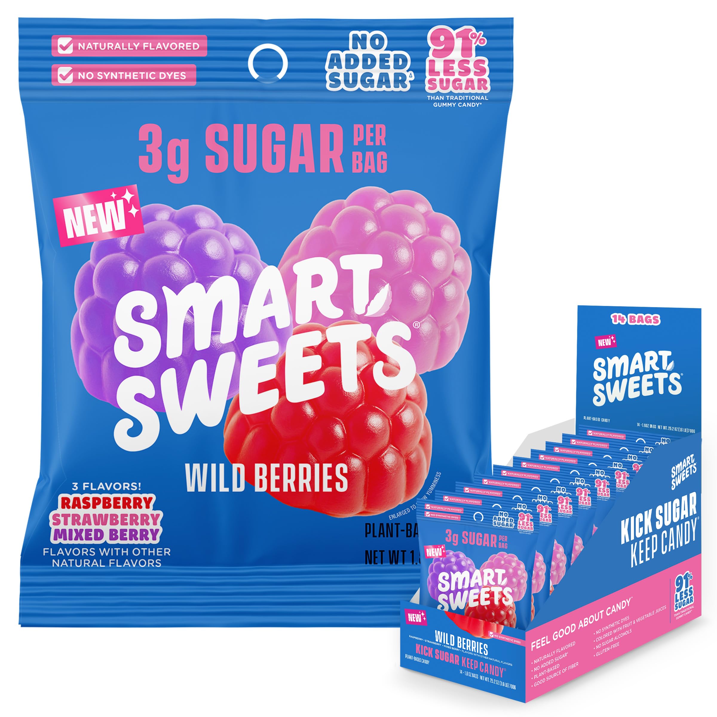 SmartSweets Sweet Fish, Low Sugar Gummy Candy (3g), Low Calorie (130), Gluten-Free -1.8oz (Pack of 12) Packaging may vary