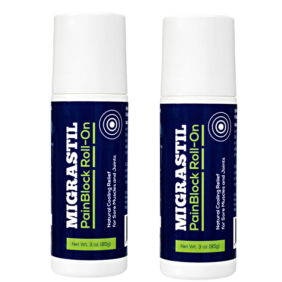 Migrastil PainBlock Roll-On 3 oz - Topical Roll-On for Muscle Aches, Cramps, Joint & Nerve Discomfort. Works Great on Shoulders, Neck, Feet, Knees, Legs, Back, Elbows, HIPS, Etc. (2) Basic VigorBuy Supplements Australia