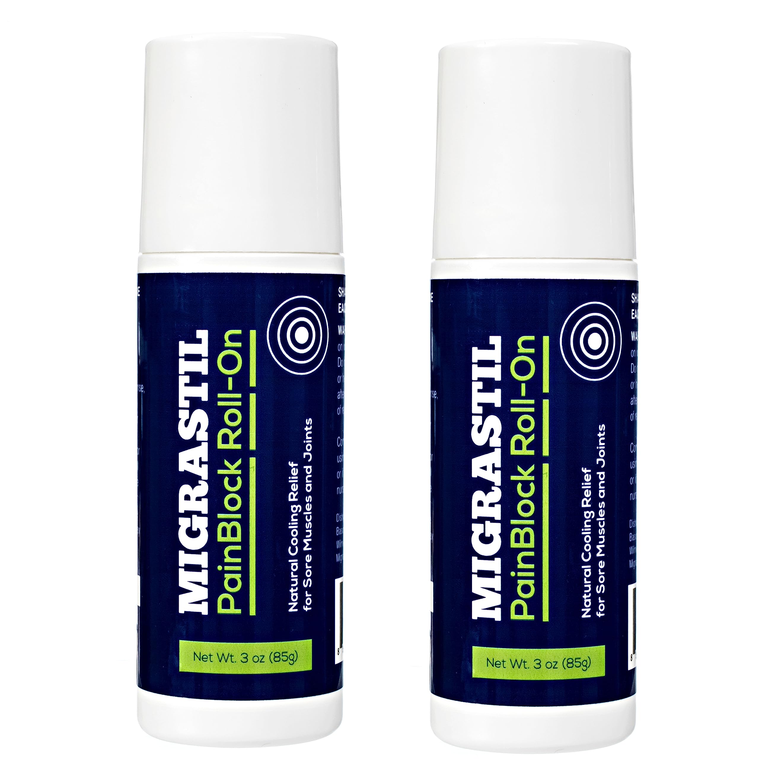 Migrastil PainBlock Roll-On 3 oz - Topical Roll-On for Muscle Aches, Cramps, Joint & Nerve Discomfort. Works Great on Shoulders, Neck, Feet, Knees, Legs, Back, Elbows, HIPS, Etc. (2) Basic VigorBuy Supplements Australia
