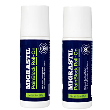 Migrastil PainBlock Roll-On 3 oz - Topical Roll-On for Muscle Aches, Cramps, Joint & Nerve Discomfort. Works Great on Shoulders, Neck, Feet, Knees, Legs, Back, Elbows, HIPS, Etc. (2) Basic VigorBuy Supplements Australia