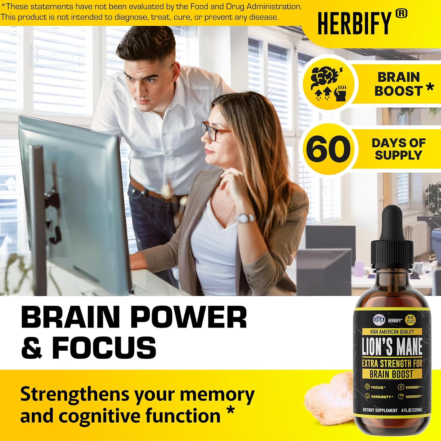 HERBIFY Bundle - Lions Mane Drops & Biotin and Collagen - Brain, Hair, Skin & Nails Support