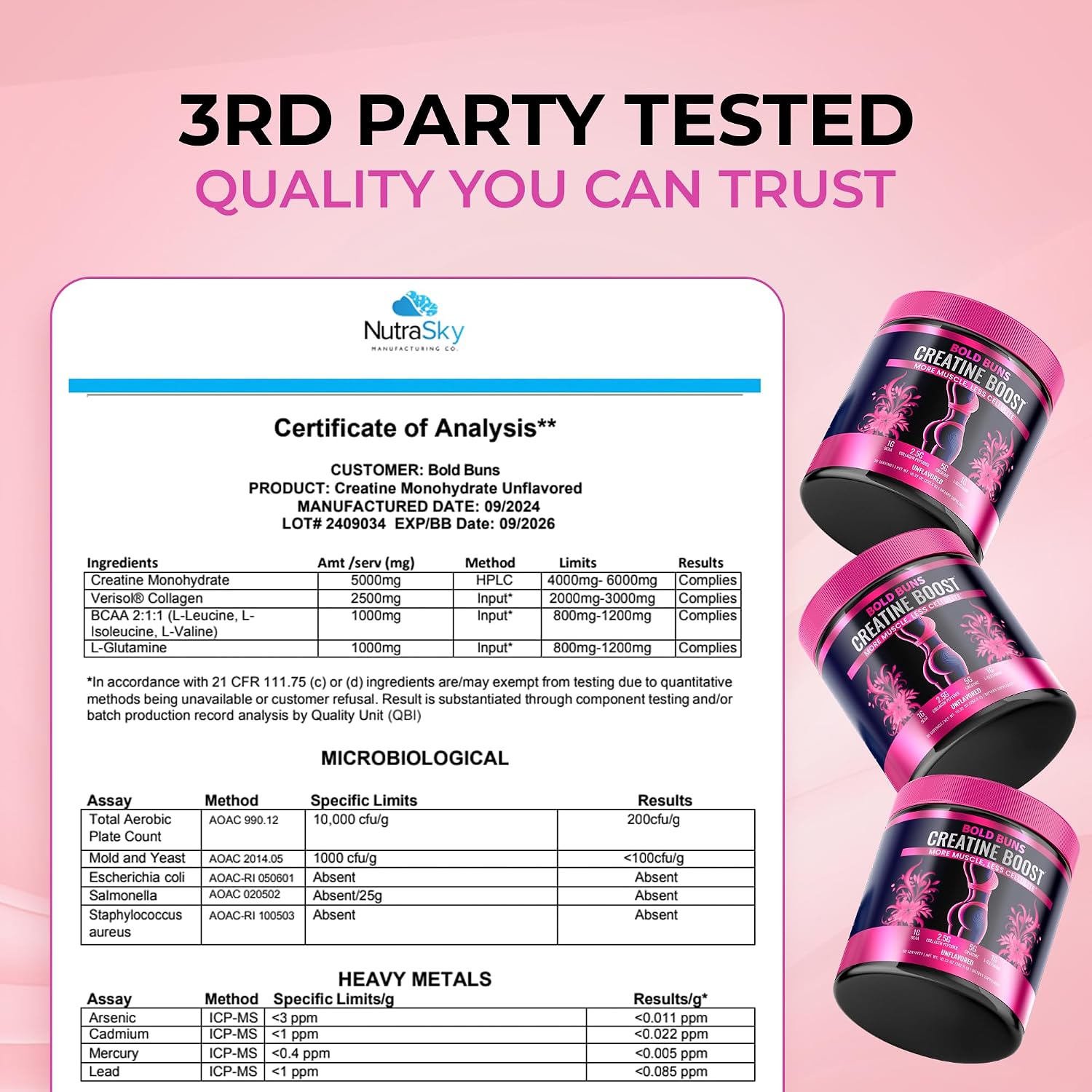 Bold Buns Creatine for Women – Supplement with Collagen & BCAA – Supports Muscle Development, Post-Workout Recovery, Skin Elasticity, Healthy Hair & Nail (30 Servings, Unflavored)